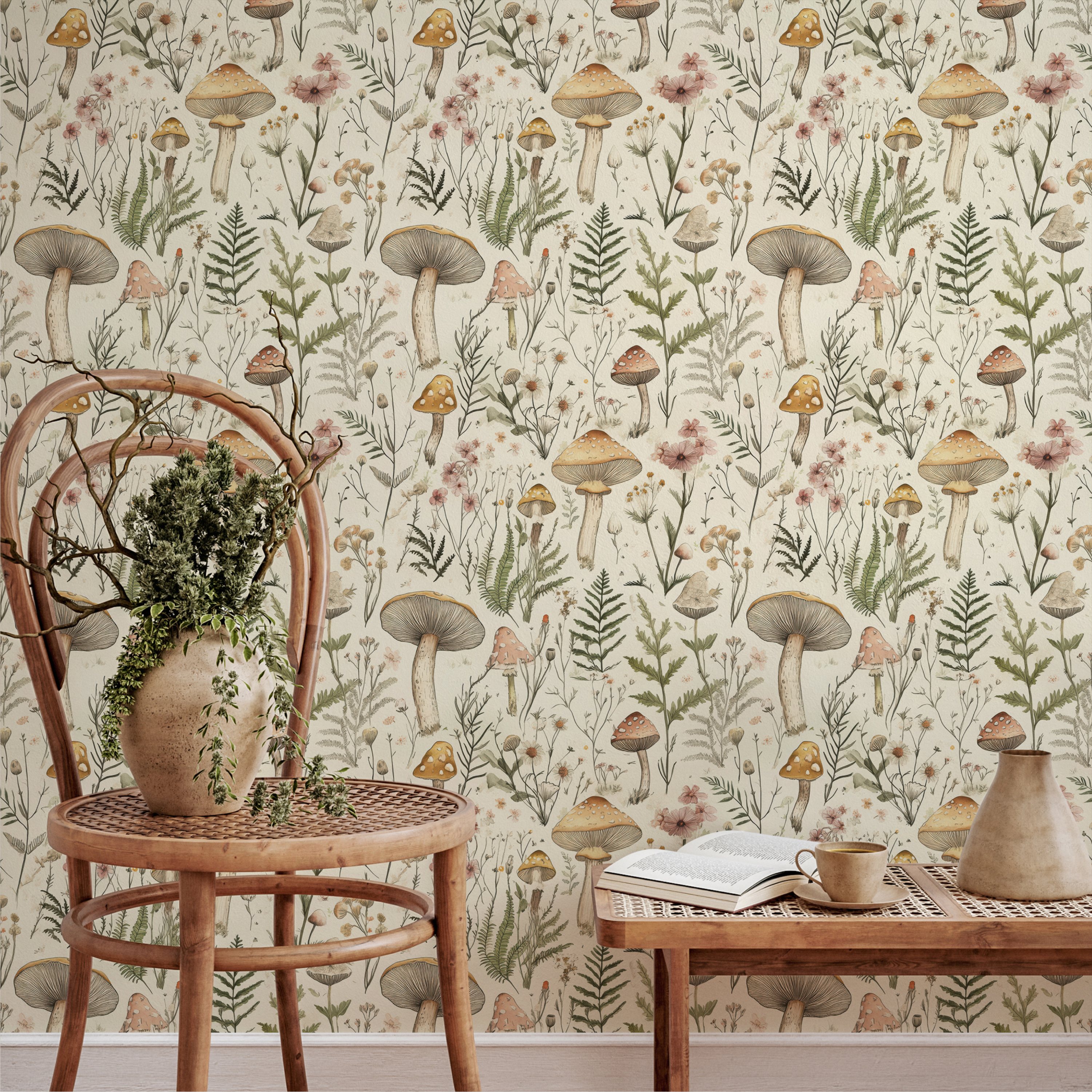 Vintage Mushroom Wallpaper