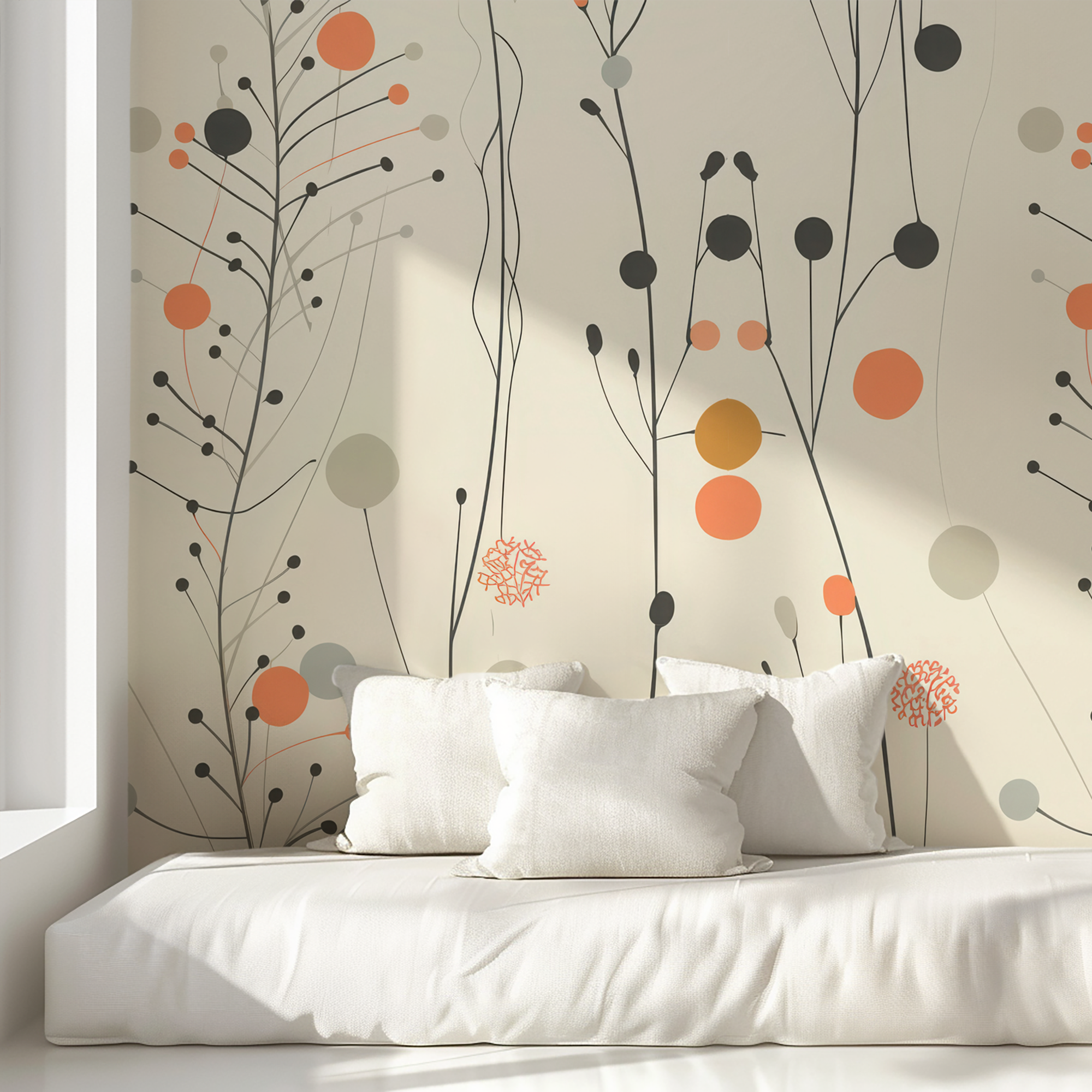 Modern Abstract Floral Wallpaper