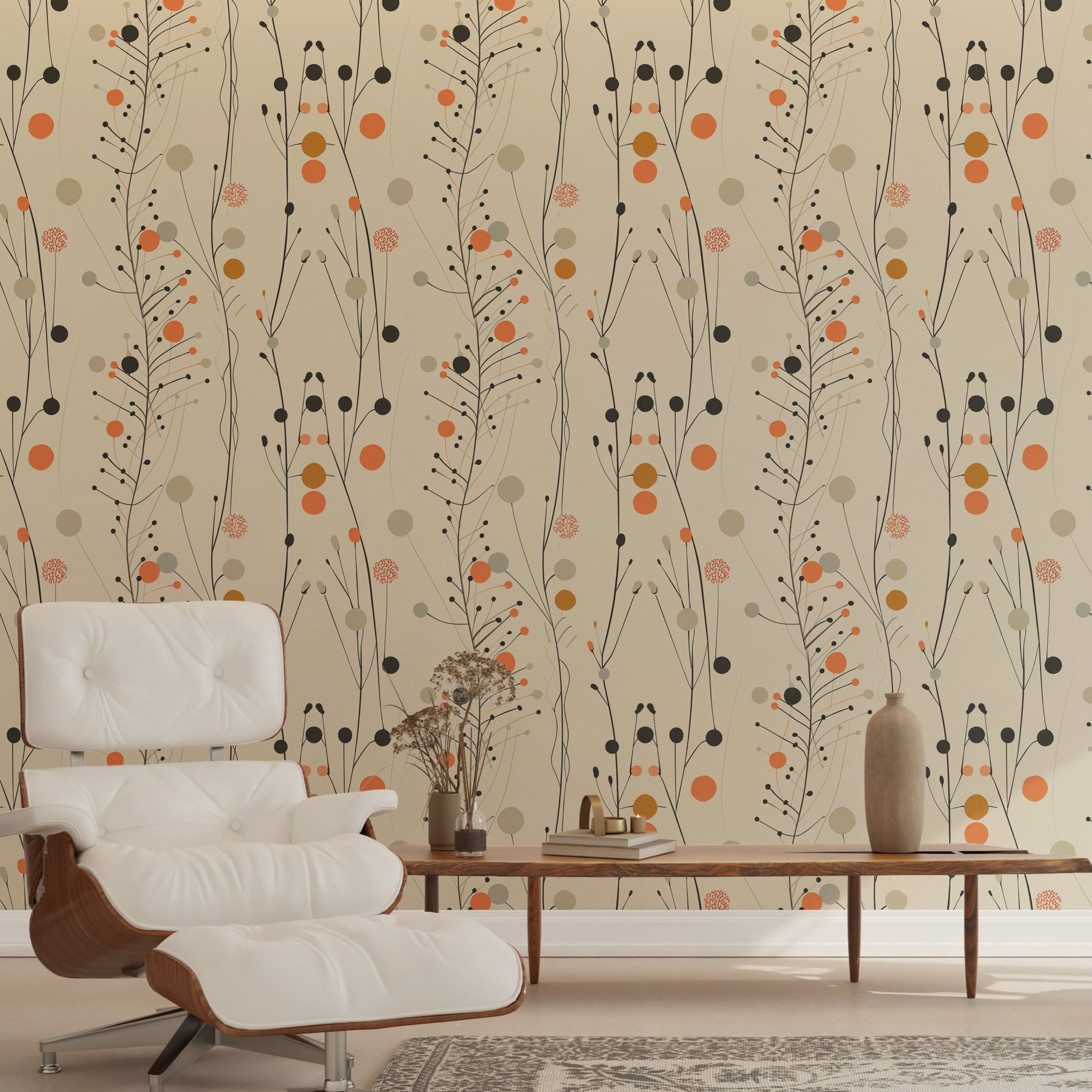 Modern Abstract Floral Wallpaper