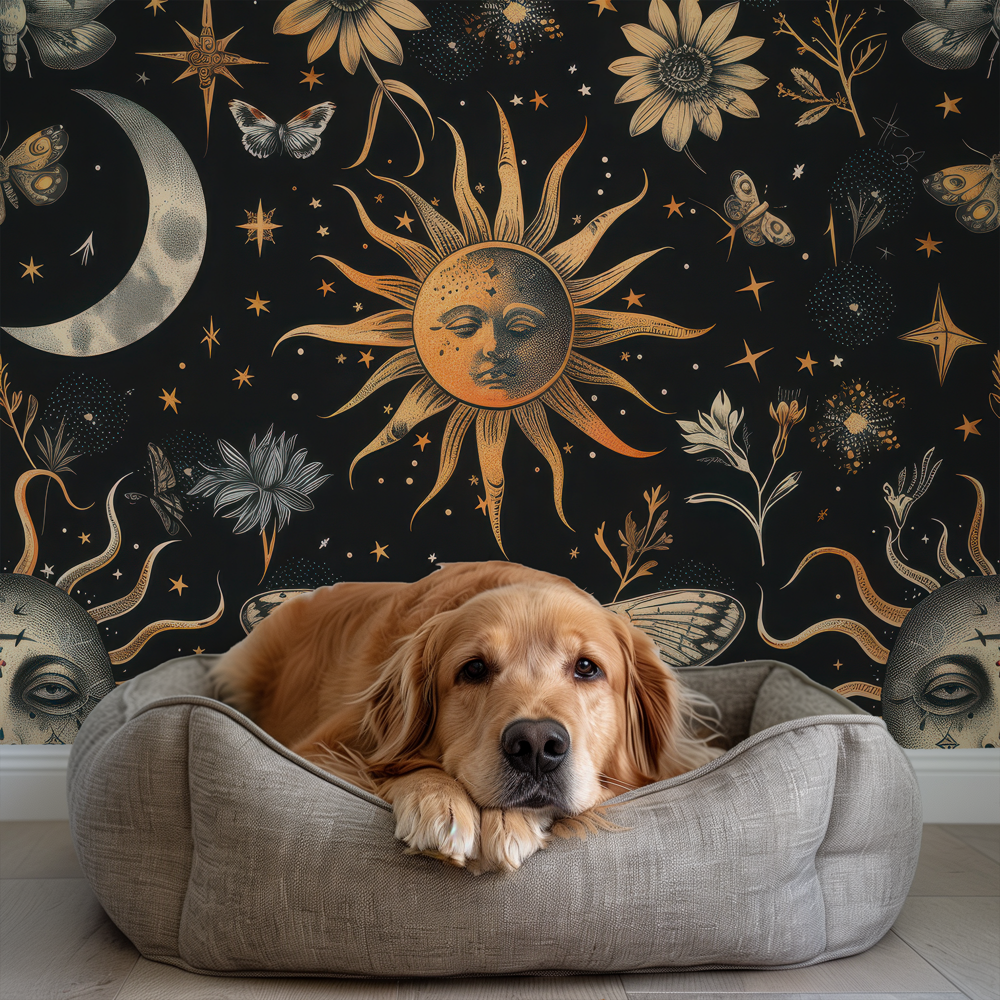 Celestial Sun and Moon Wallpaper