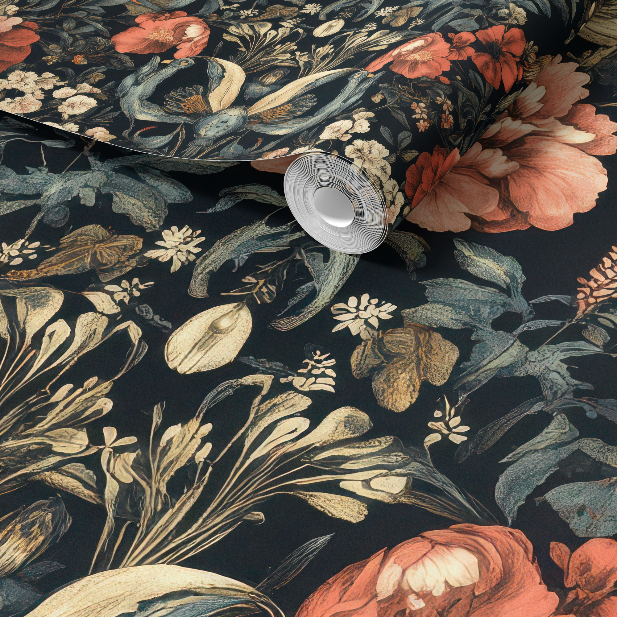 Dark Victorian Floral Wallpaper