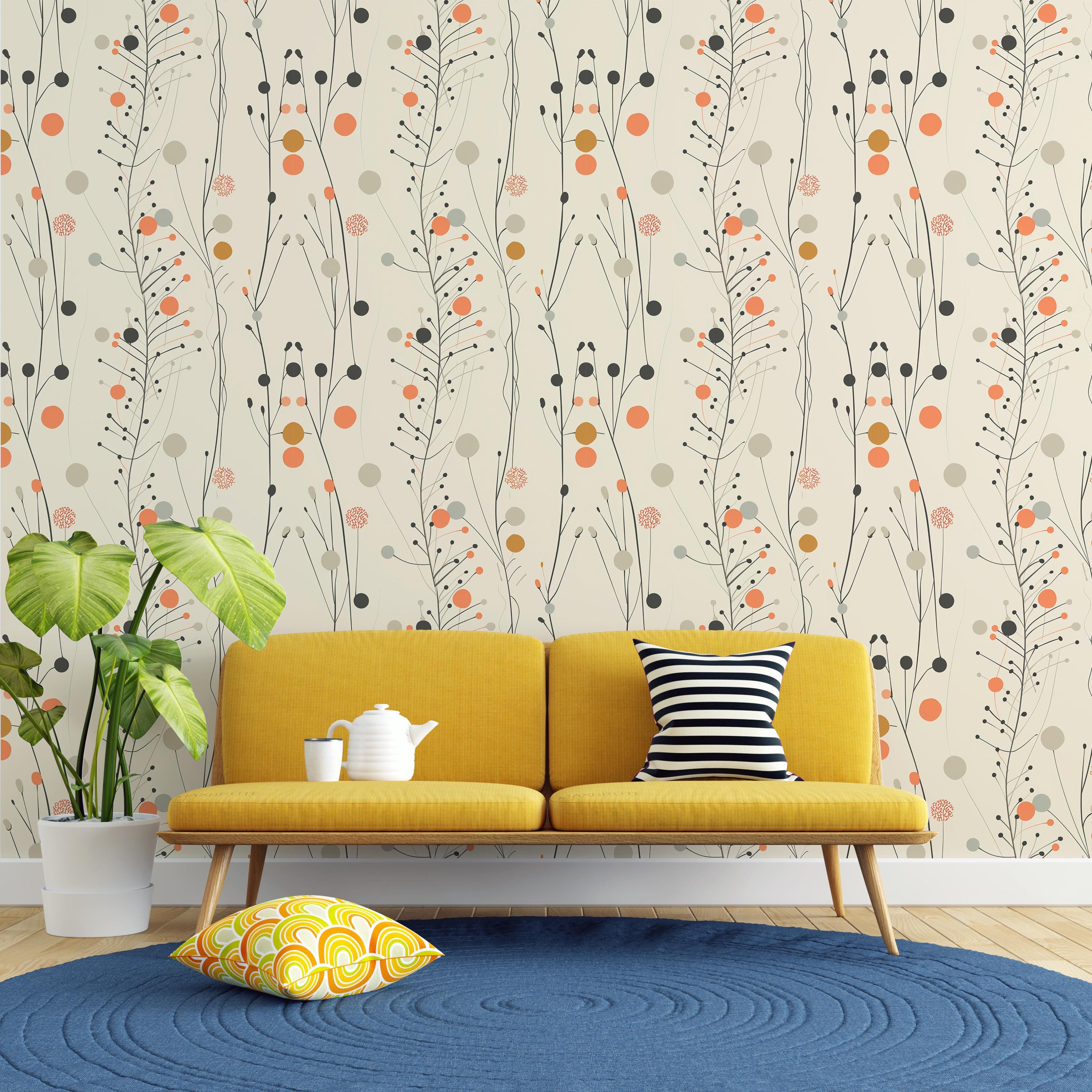 Modern Botanical Abstract Wallpaper
