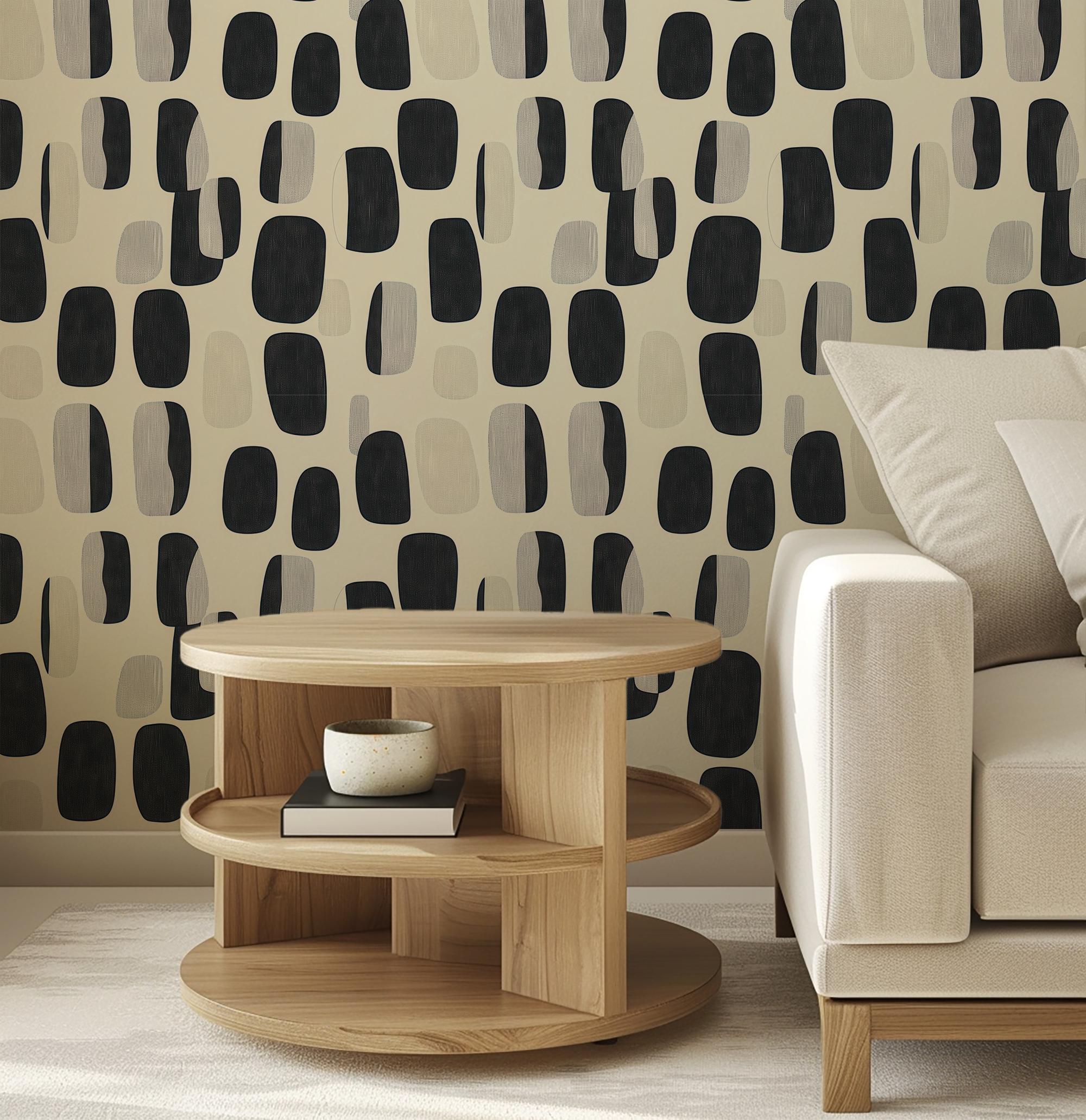 Black and Beige Abstract Wallpaper