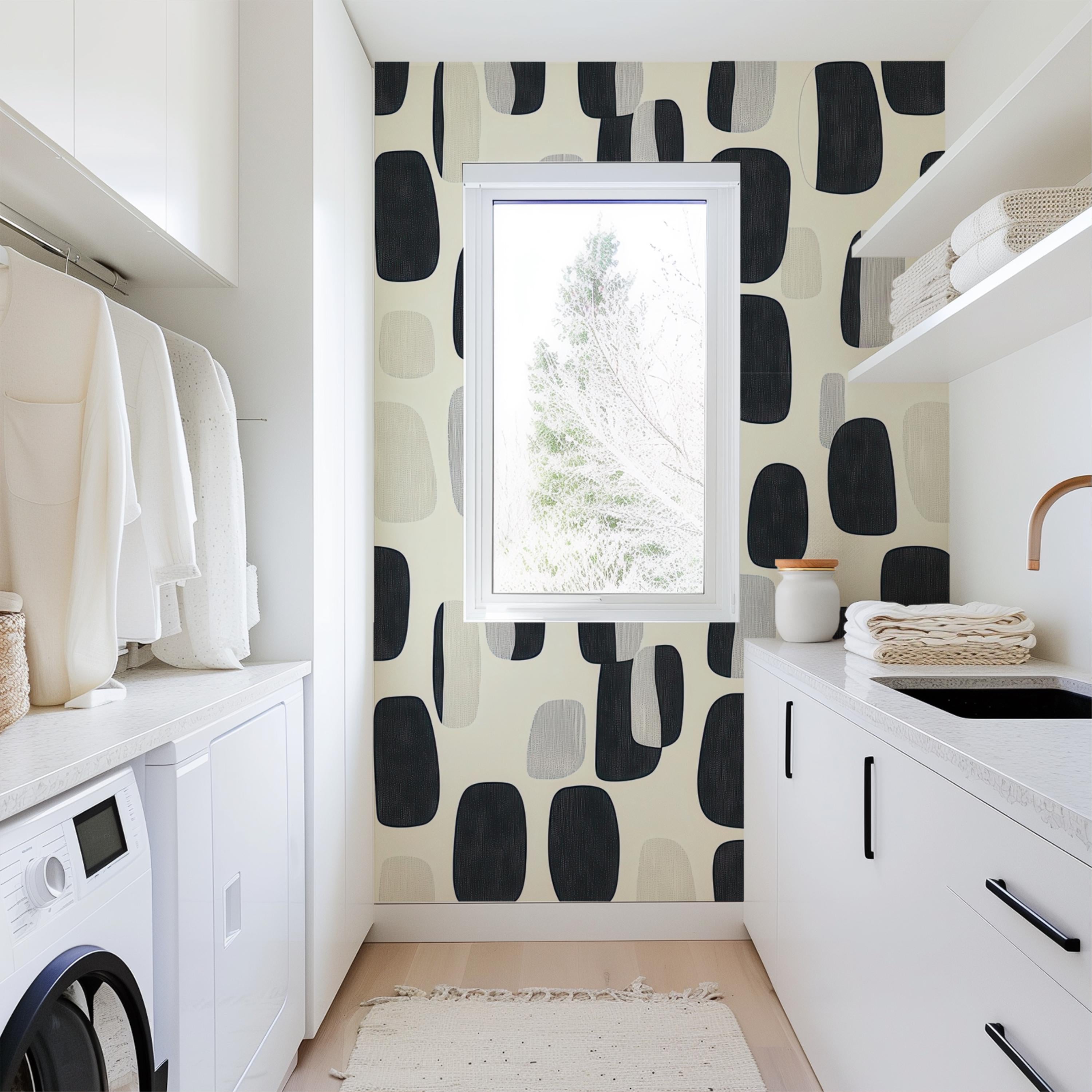 Black and Beige Abstract Wallpaper