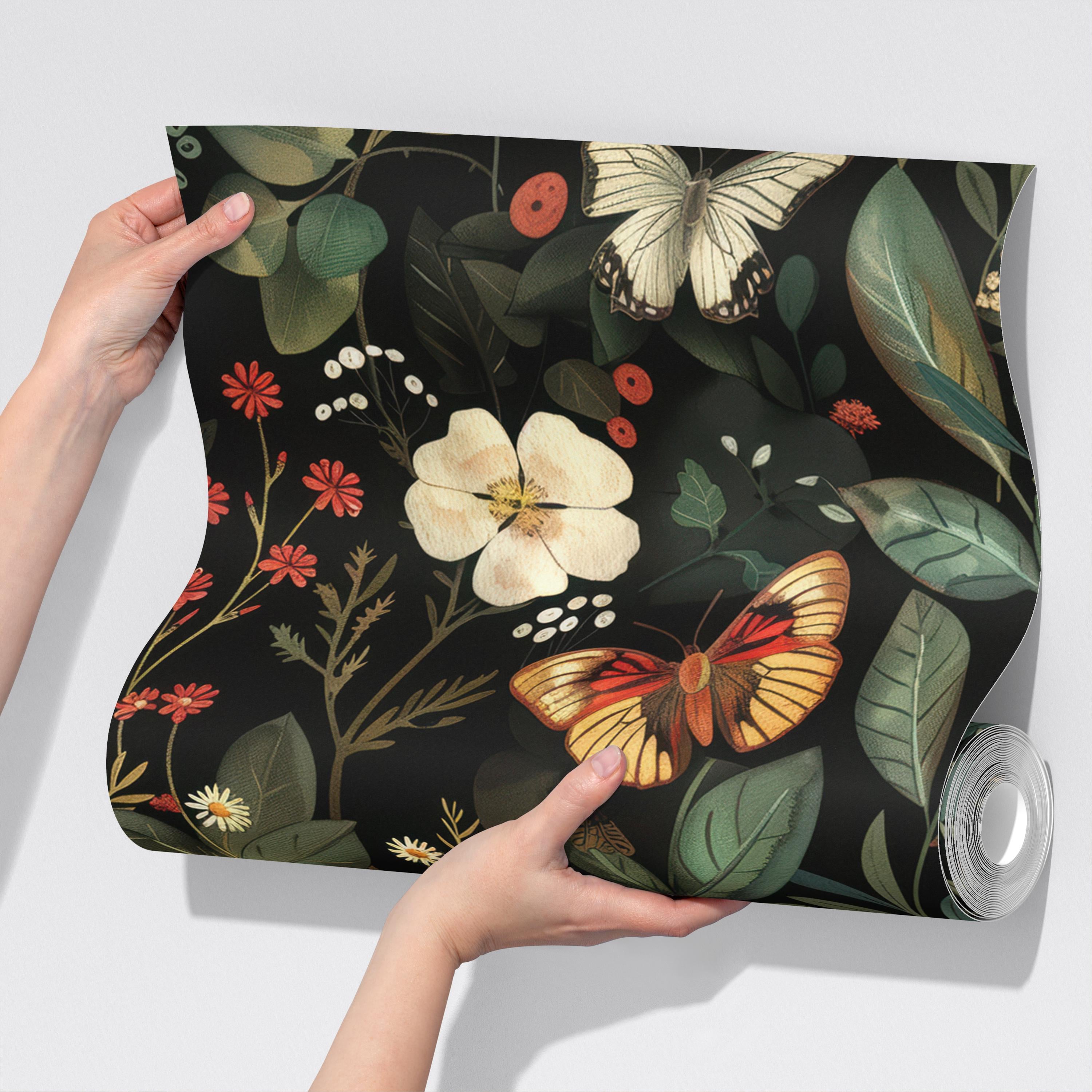 Vintage Floral Butterfly Wallpaper