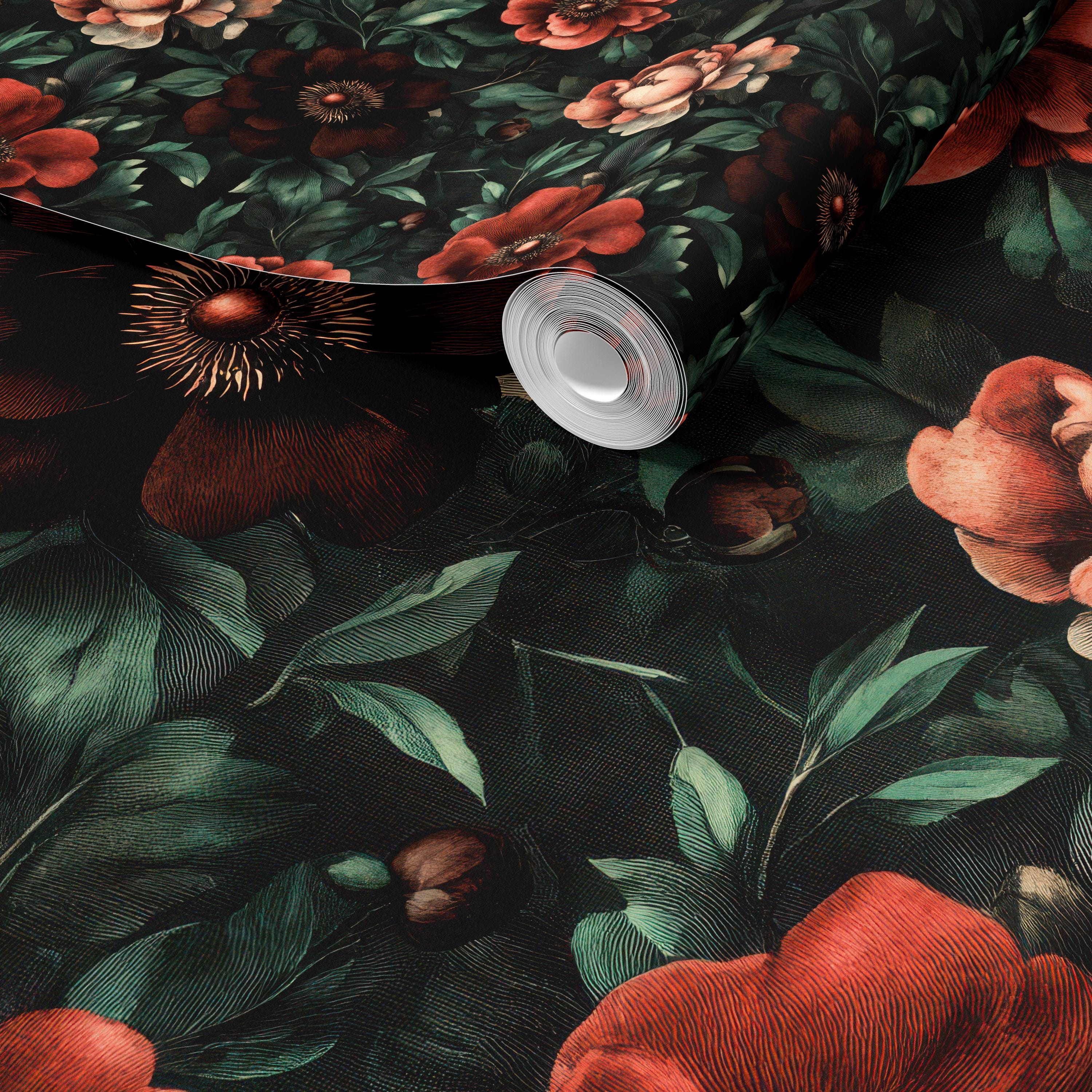 Dark Floral Vintage Botanical Wallpaper