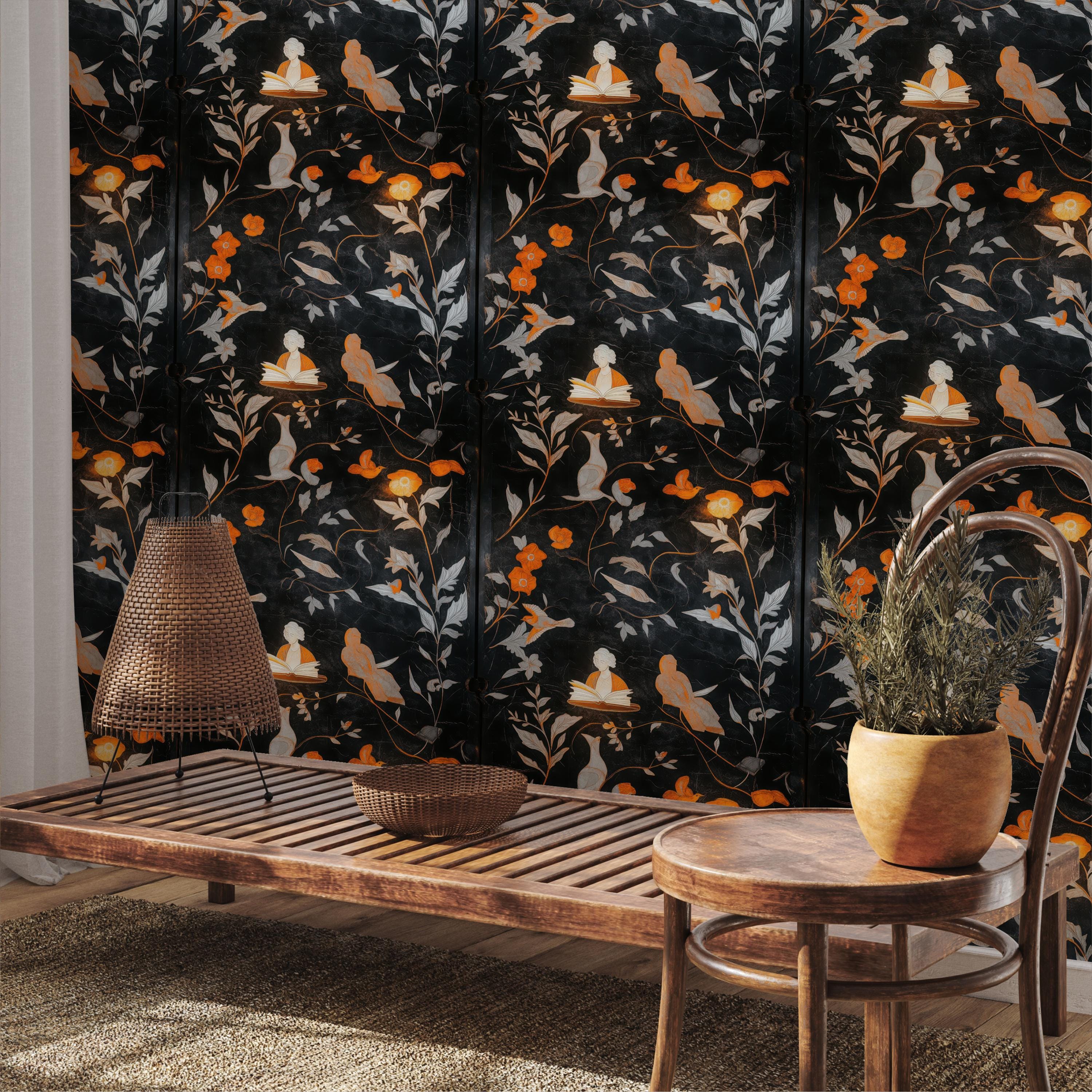 Dark Elegant Gothic Floral Wallpaper