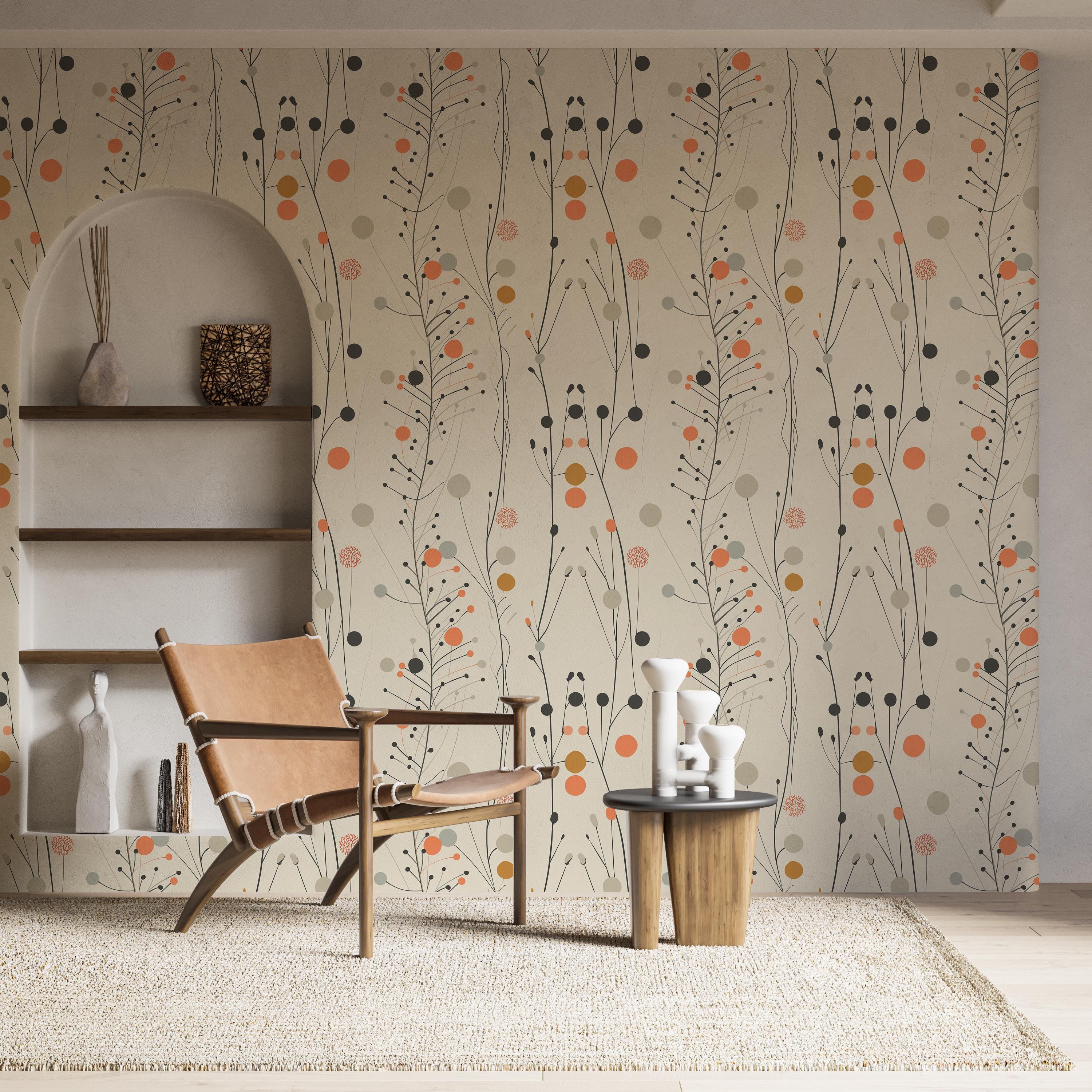 Modern Botanical Abstract Wallpaper