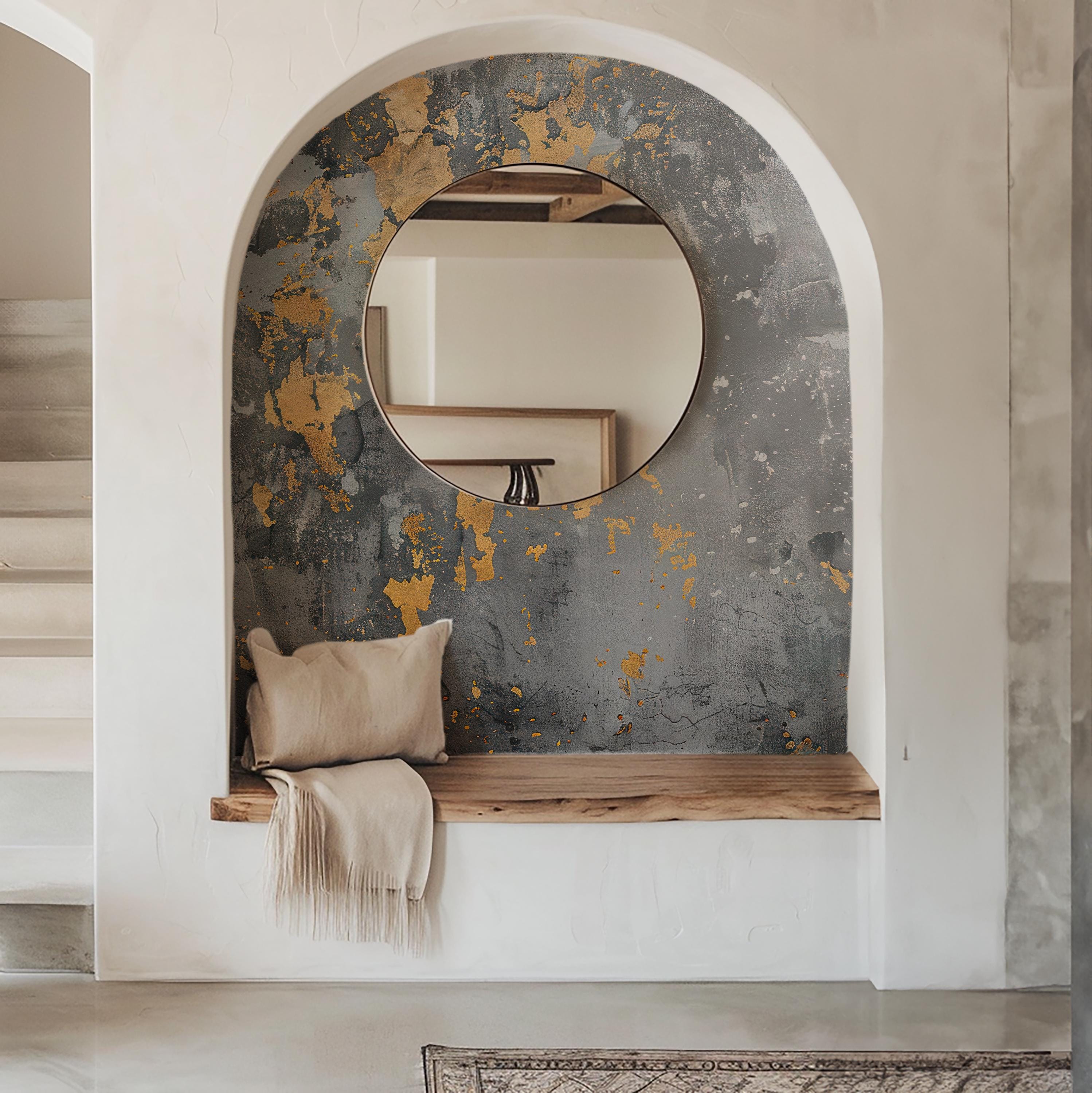 Luxury Gold and Concrete Textured Wallpaper