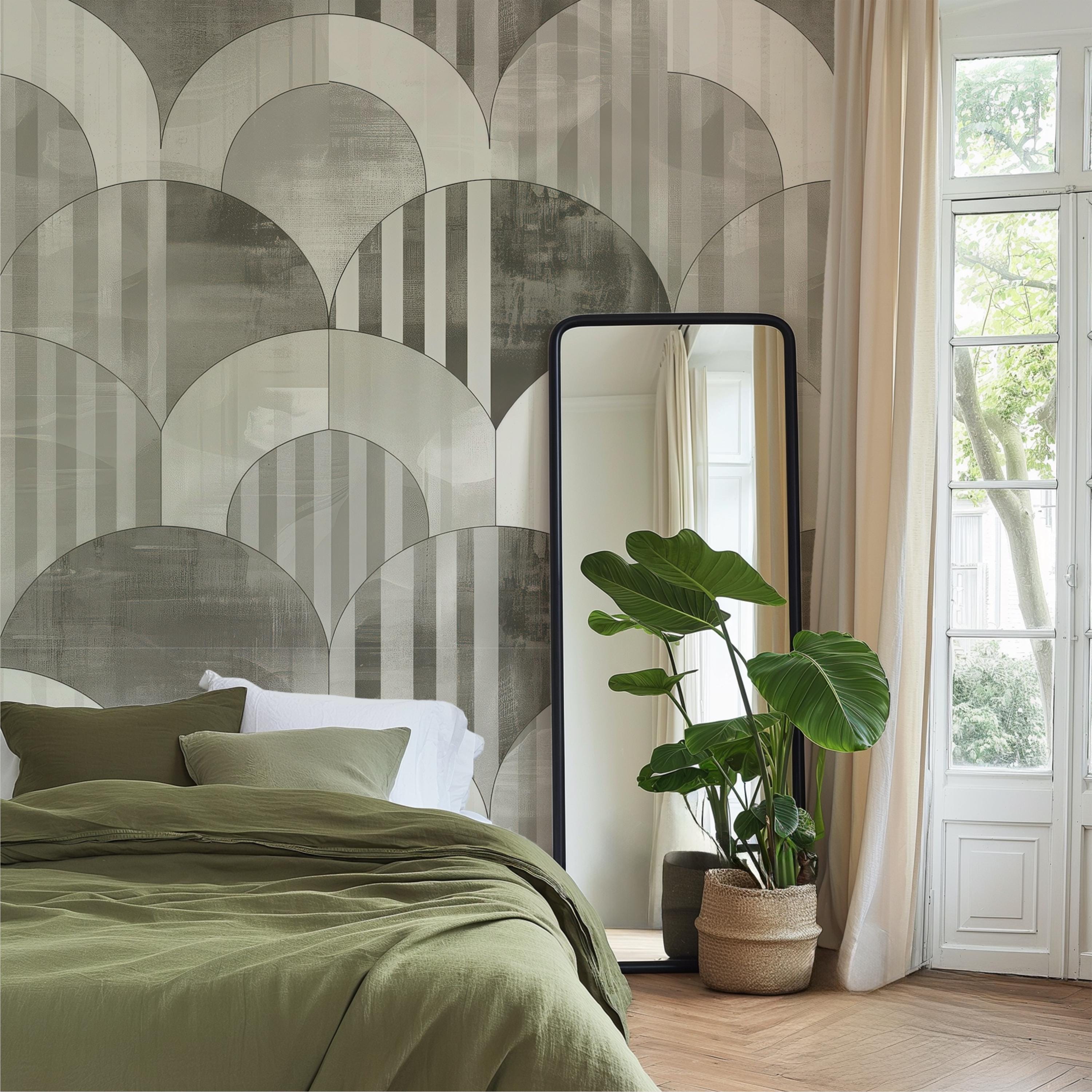 Neutral Minimalist Geometric Arch Wallpaper