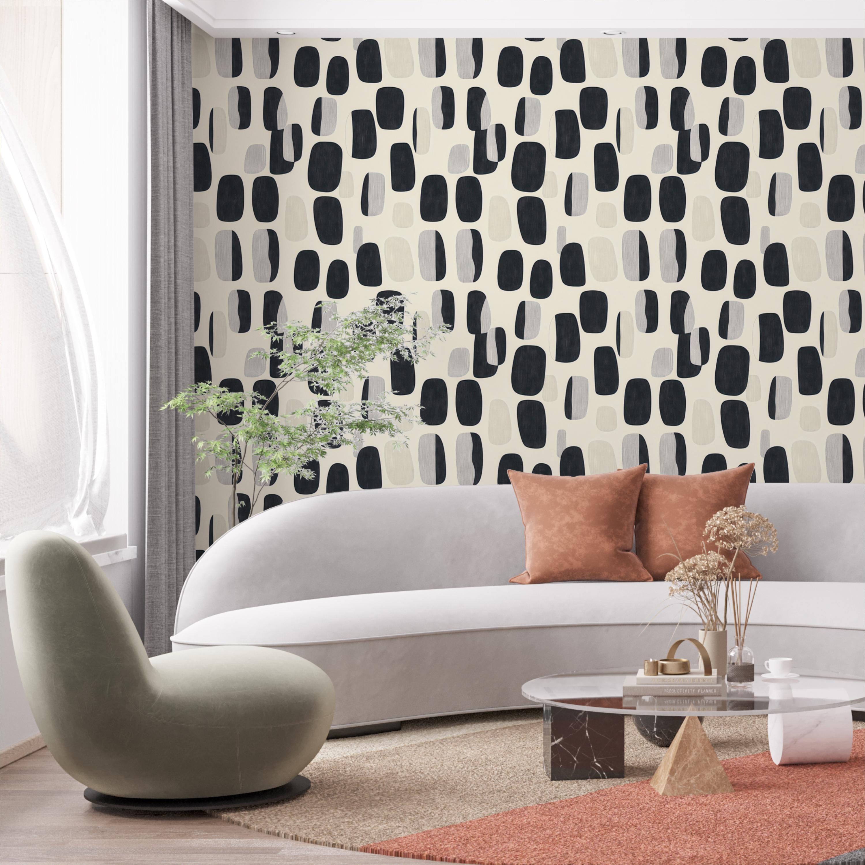 Black and Beige Abstract Wallpaper