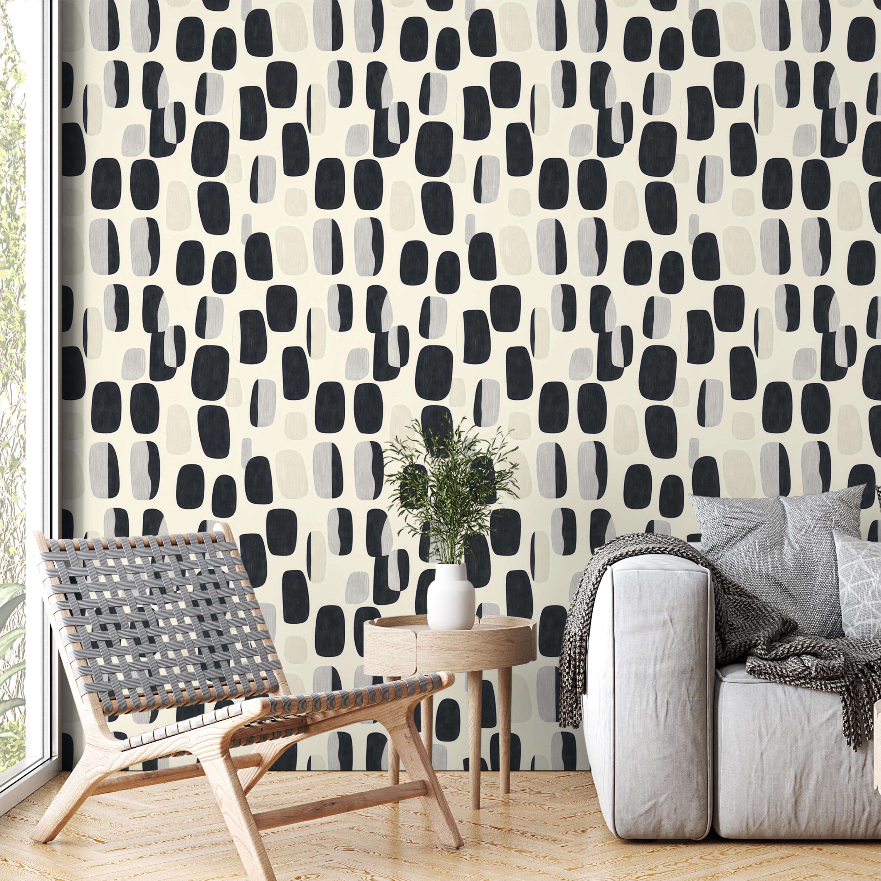 Black and Beige Abstract Wallpaper