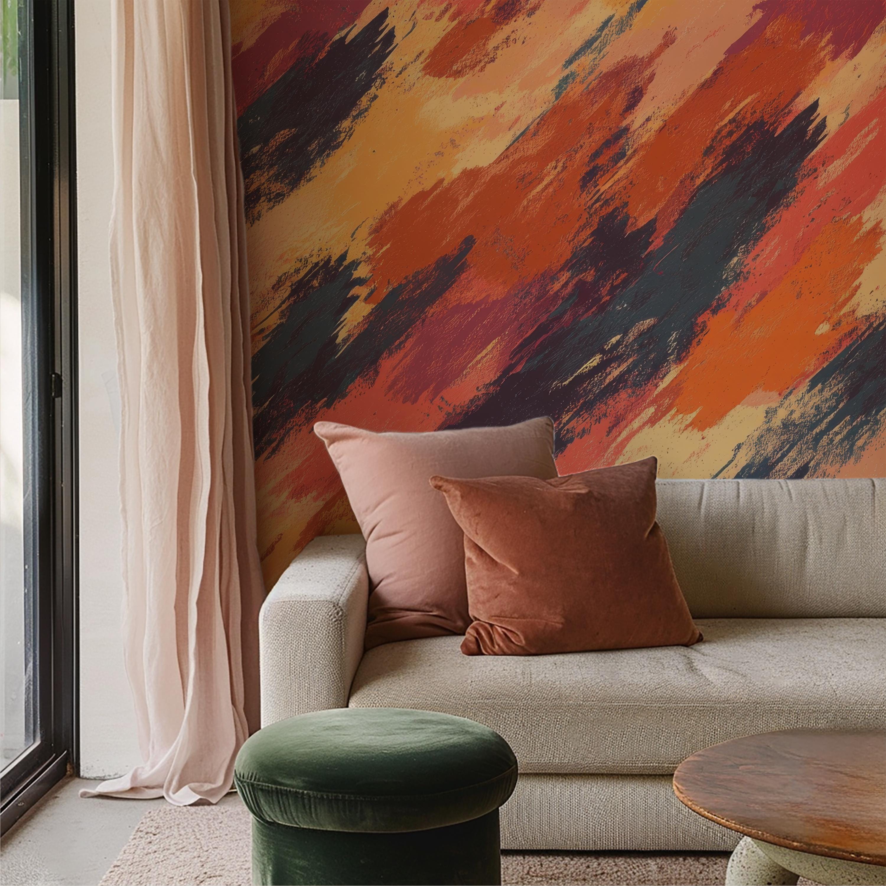 Bold Abstract Brushstroke Wall Mural