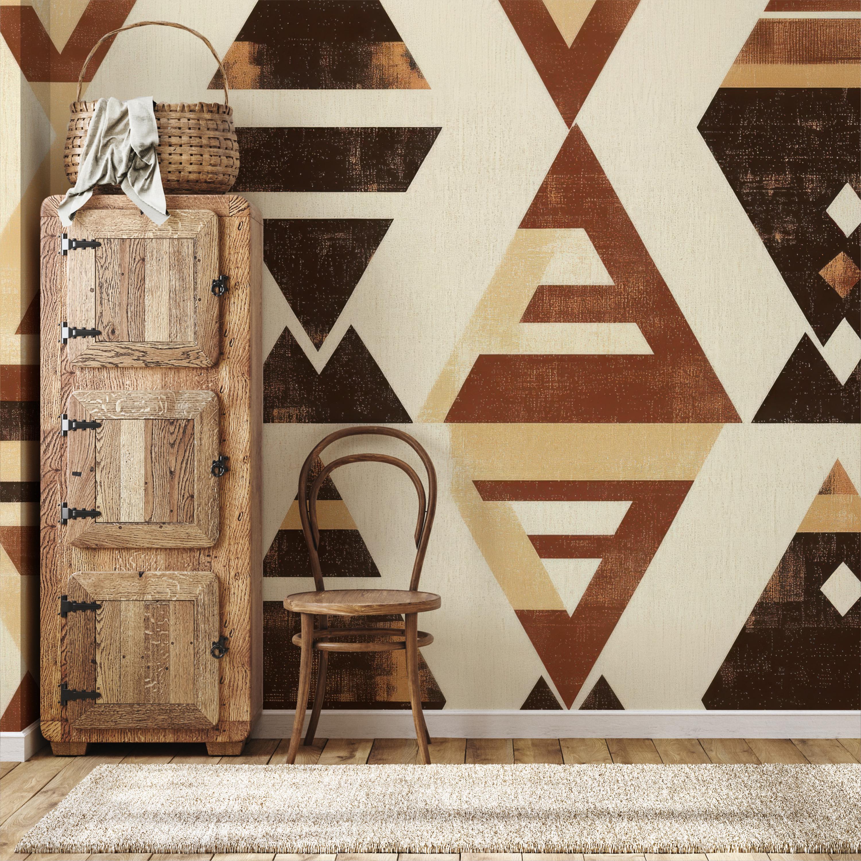 Aztec Triangle Pattern Tribal Wallpaper