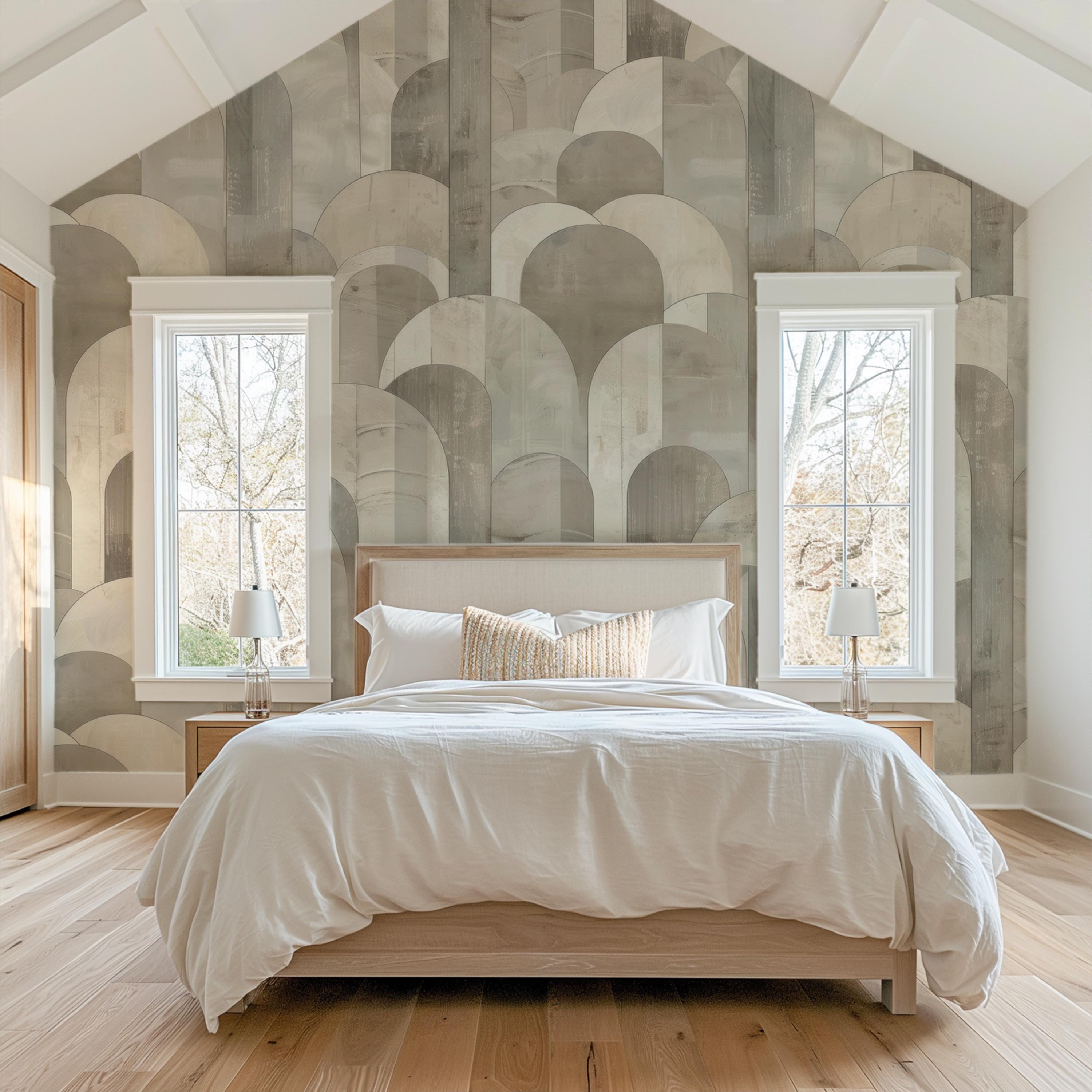 Modern Textured Neutral Arch Wallpaper