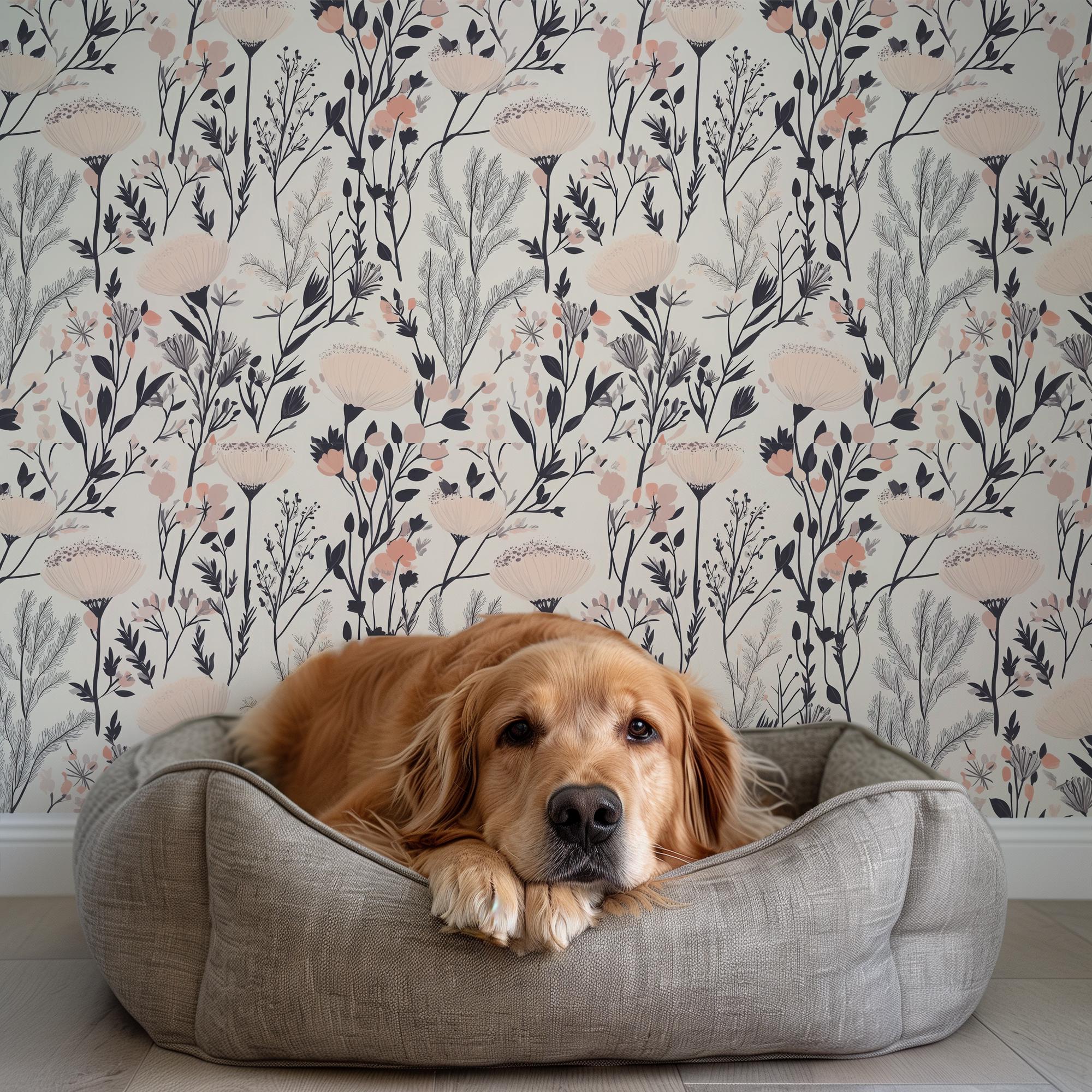 Elegant Blush Floral Botanical Wallpaper