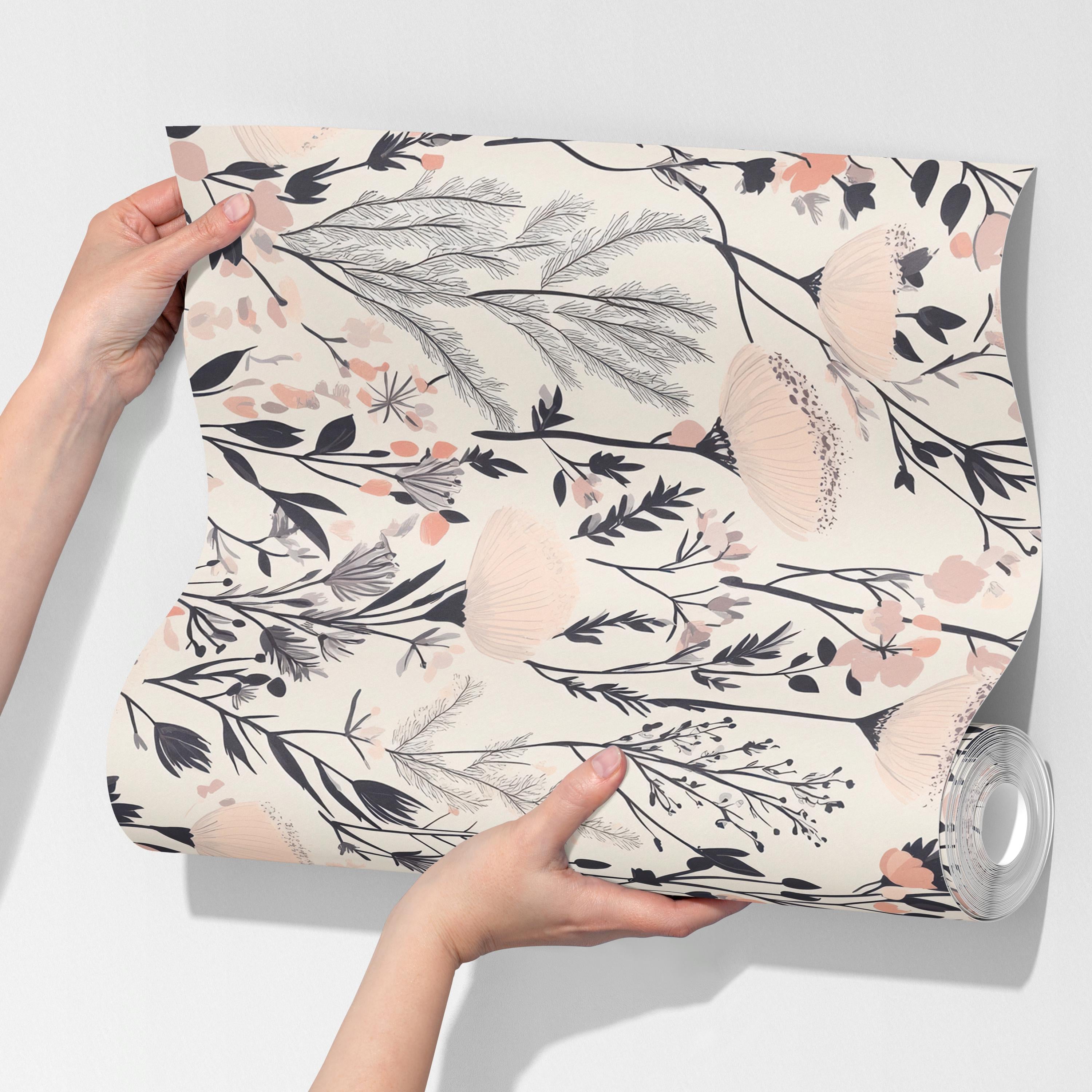 Elegant Blush Floral Botanical Wallpaper