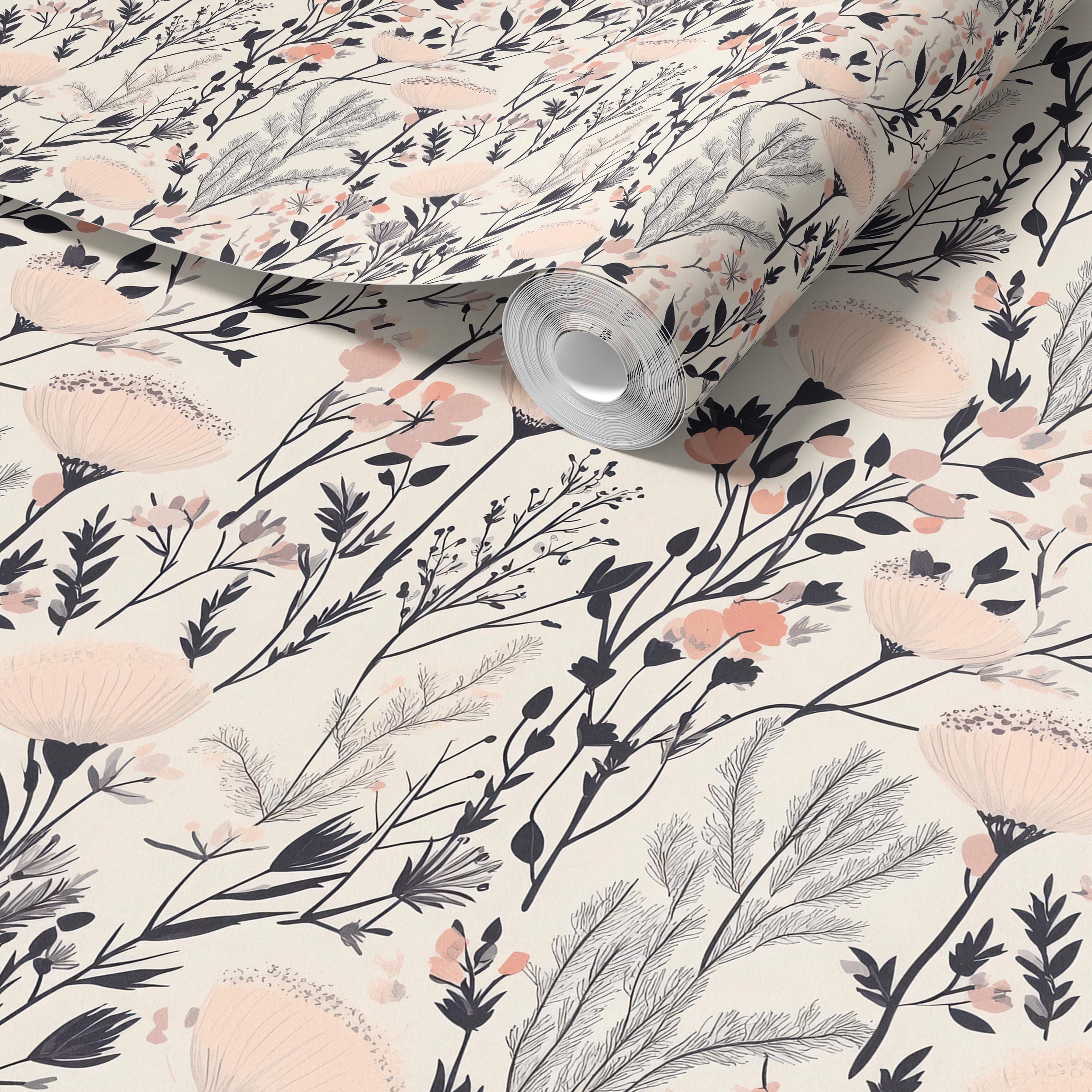 Elegant Blush Floral Botanical Wallpaper