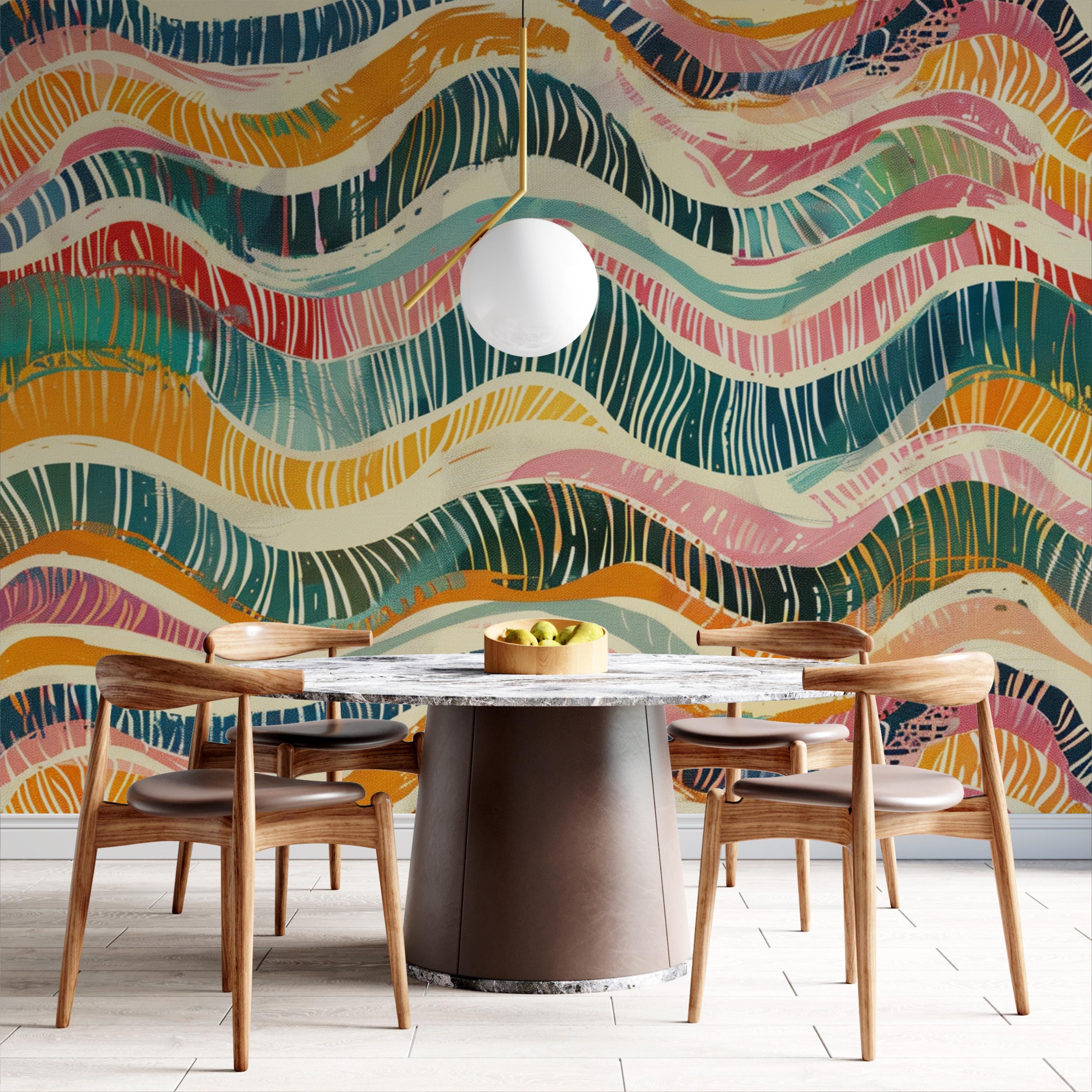 Vibrant Abstract Wave Wallpaper Mural