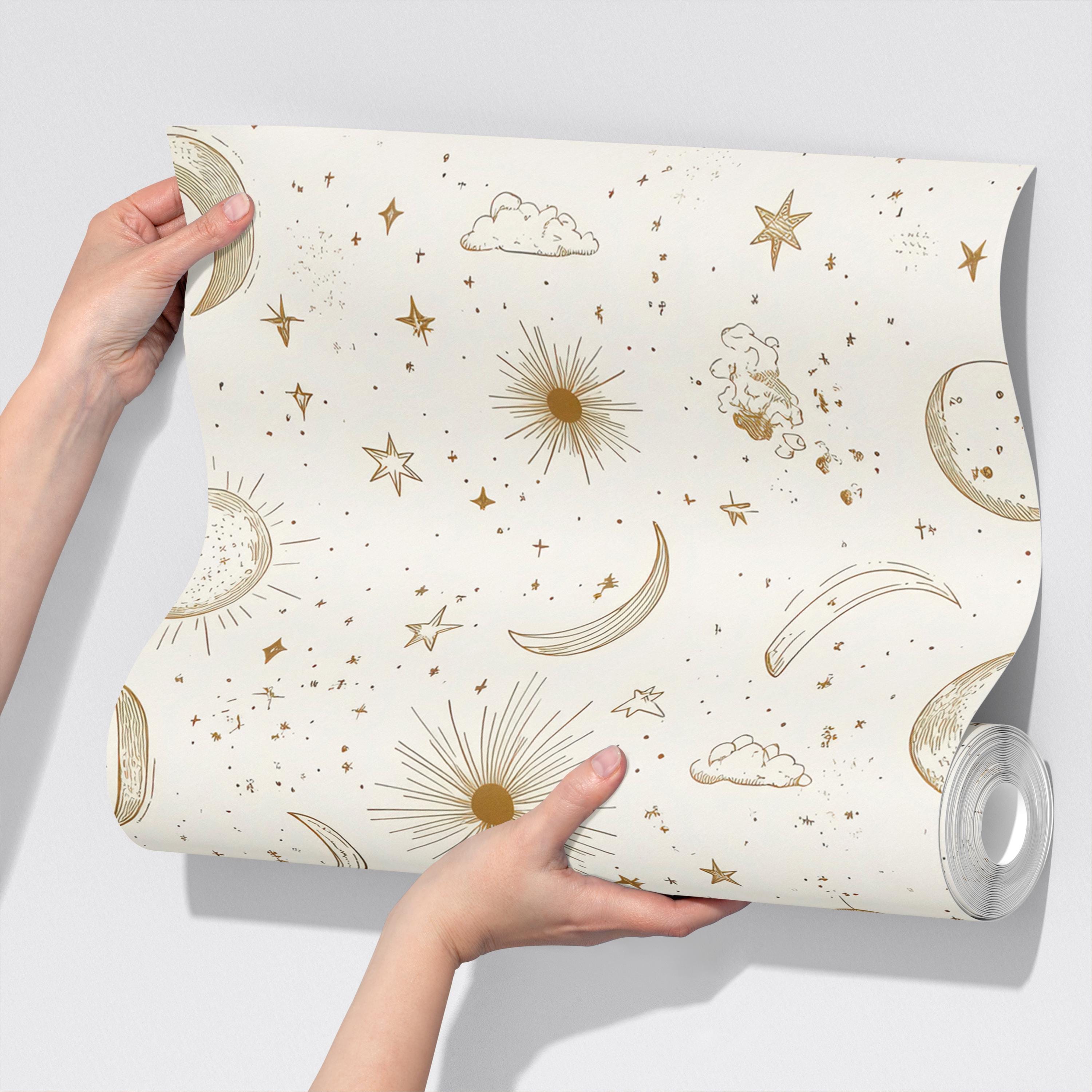 Celestial Sun Moon Stars Wallpaper