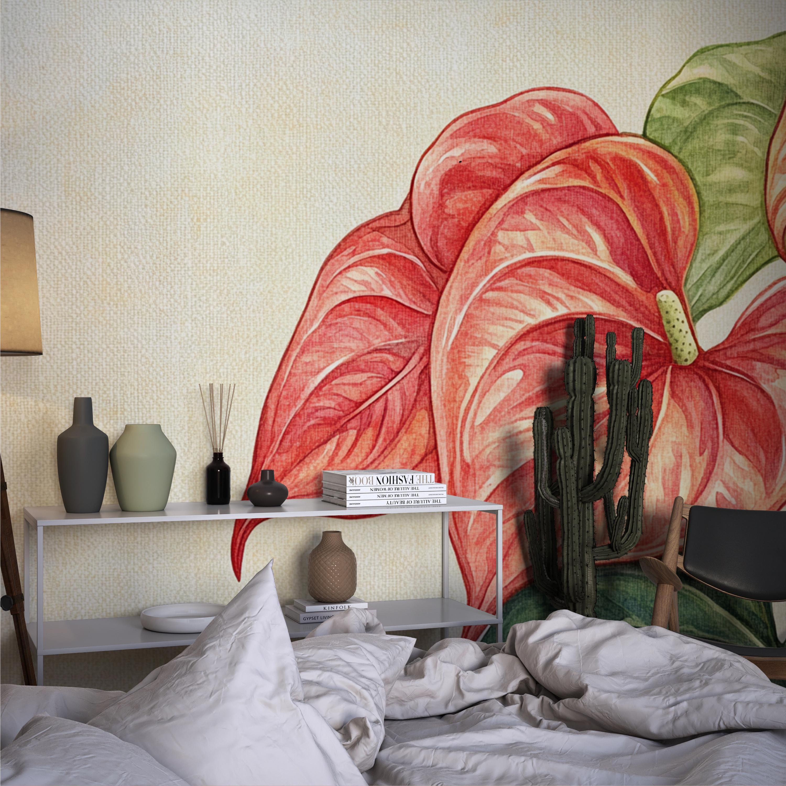 Tropical Anthurium Flower Wallpaper Mural