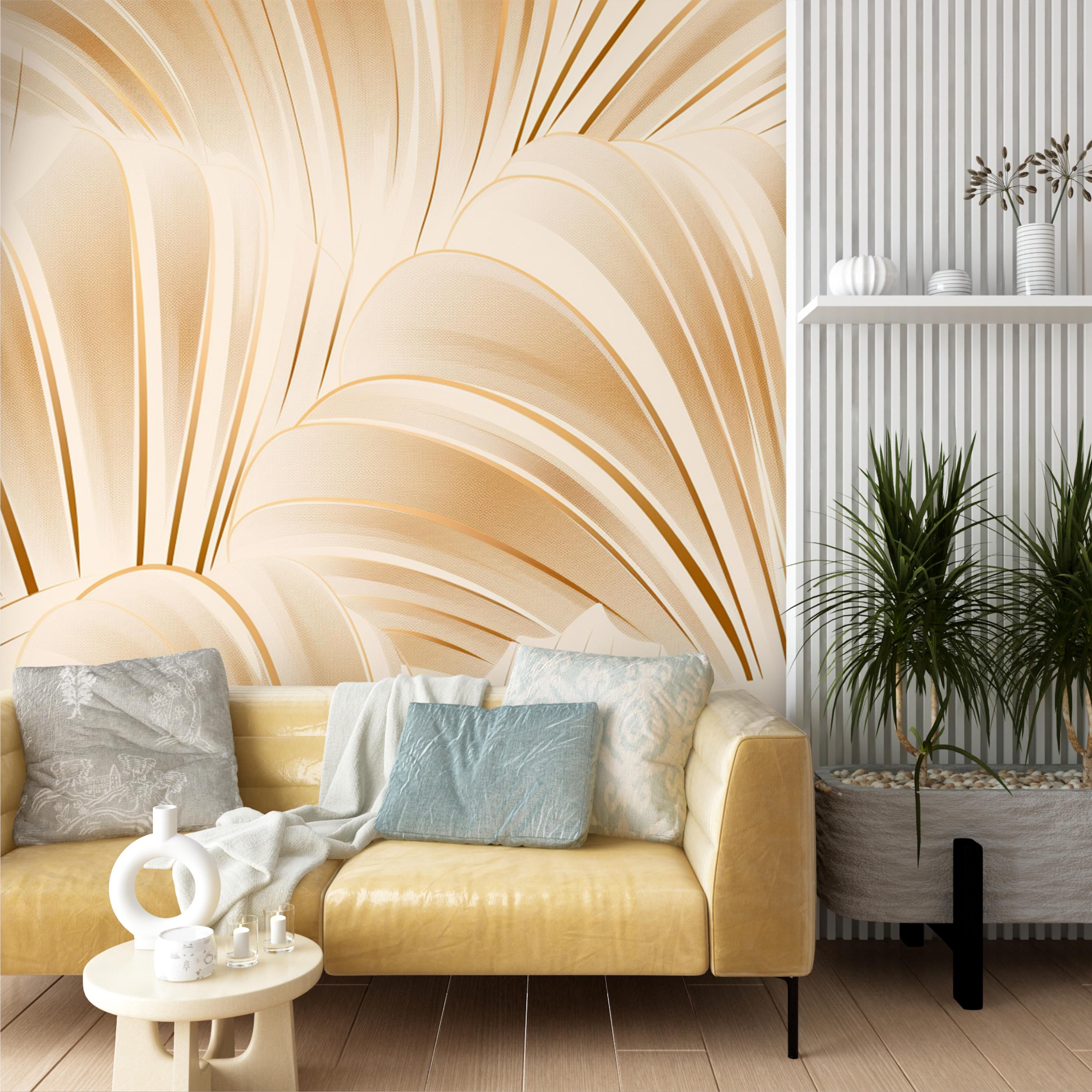 Beige and Gold Abstract Wallpaper