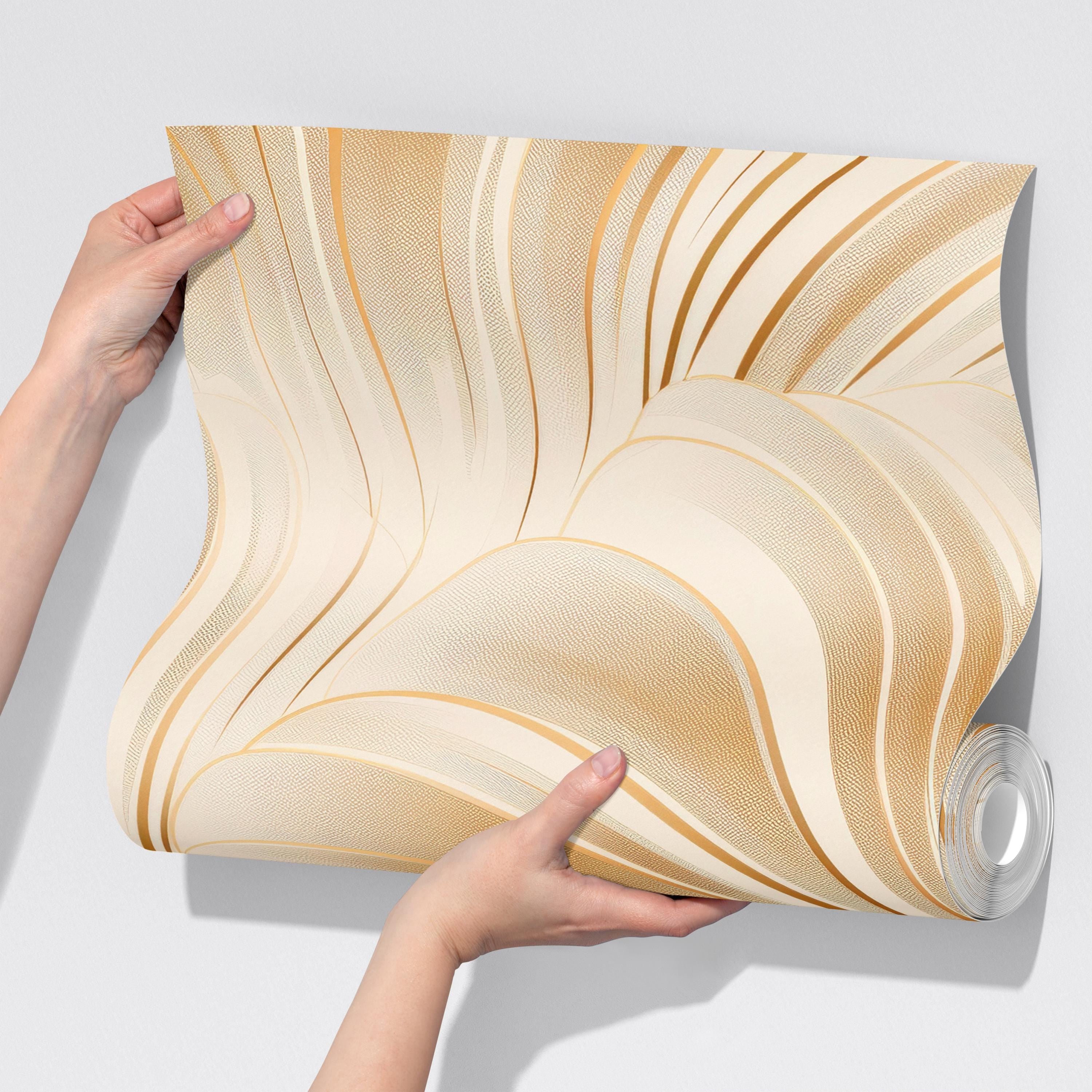 Beige and Gold Abstract Wallpaper