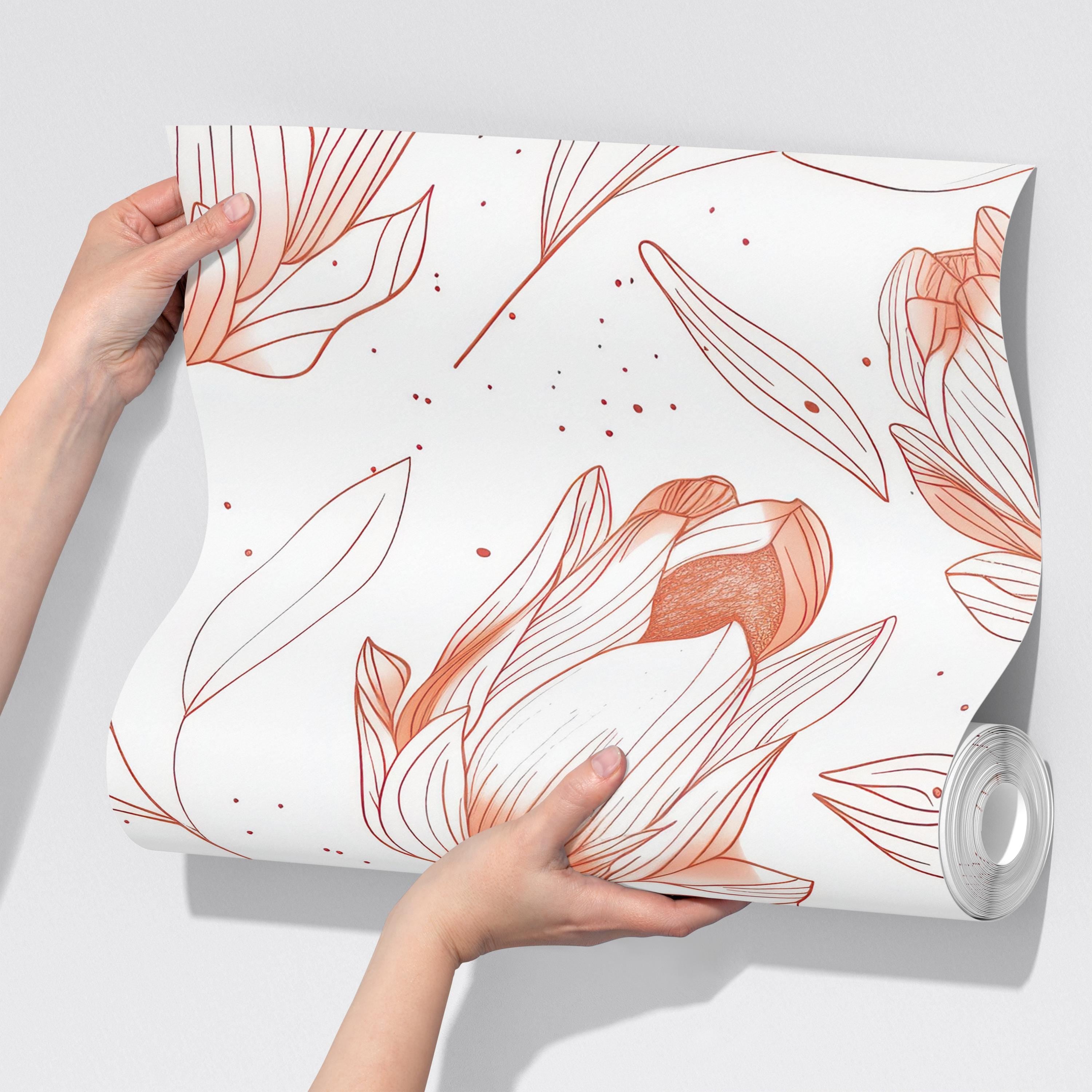 Modern Terracotta Floral Wallpaper Mural