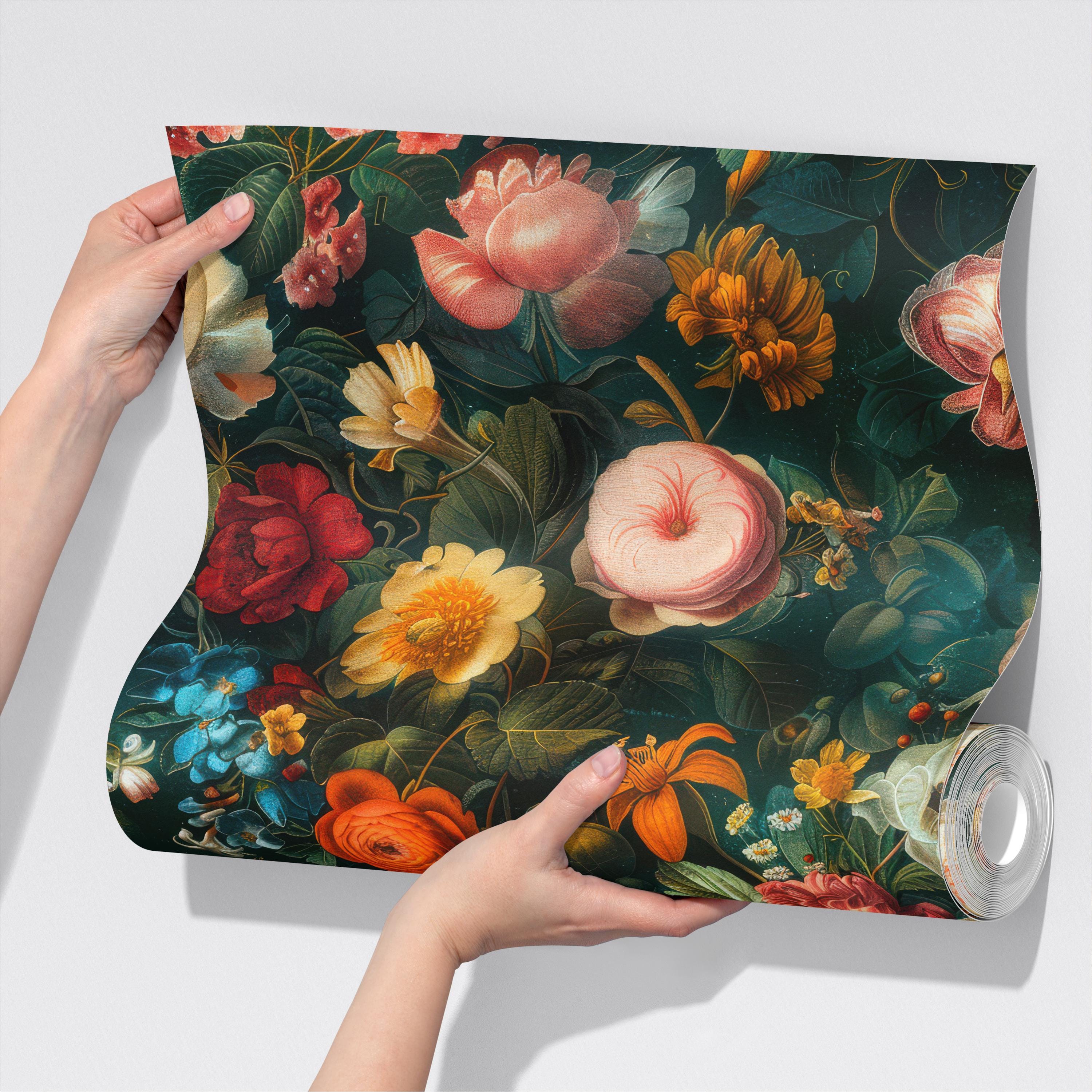 Elegant Botanical Vintage Floral Wallpaper