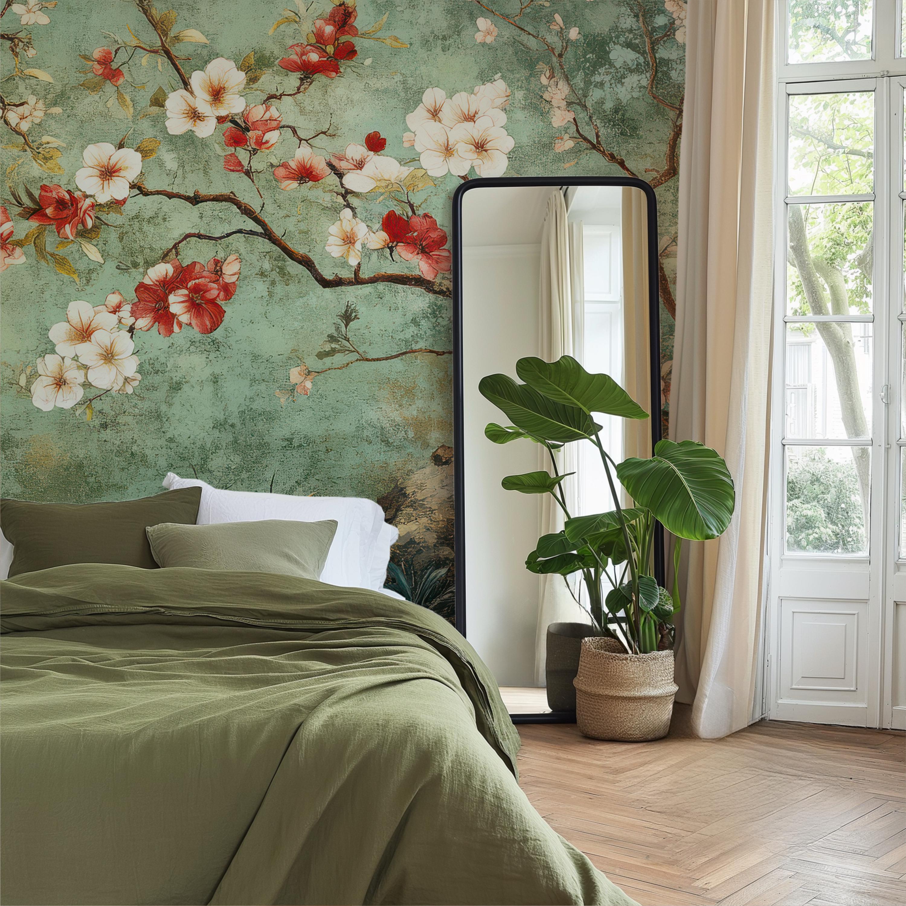 Japanese Red and White Cherry Blossoms - WALLPAPER CUSTOMS