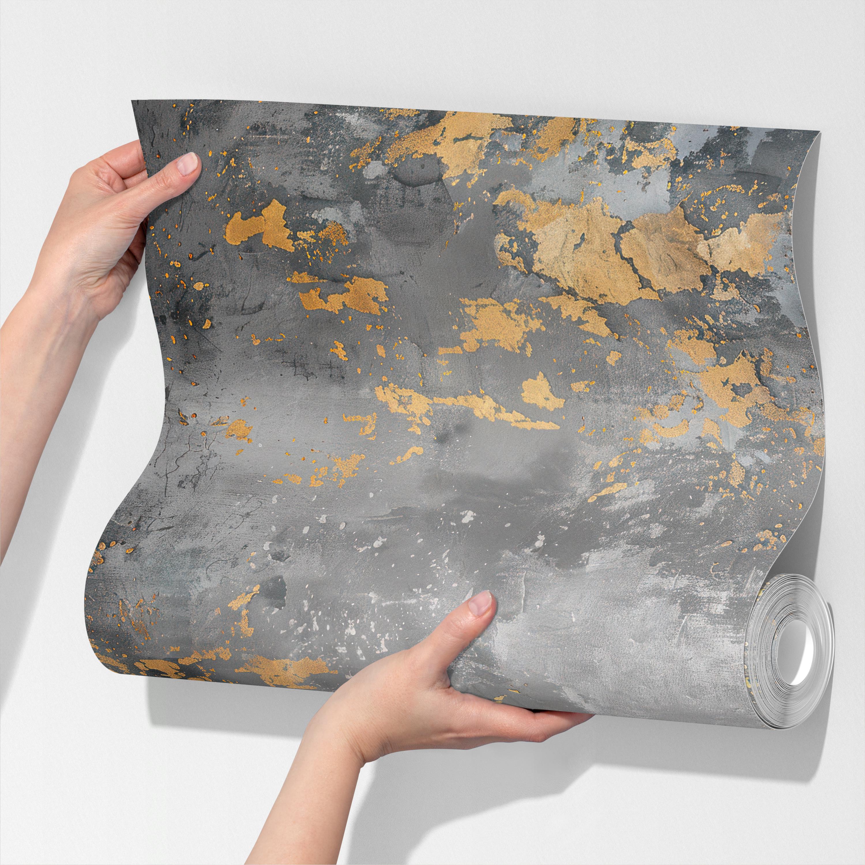 Luxury Gold and Concrete Textured Wallpaper