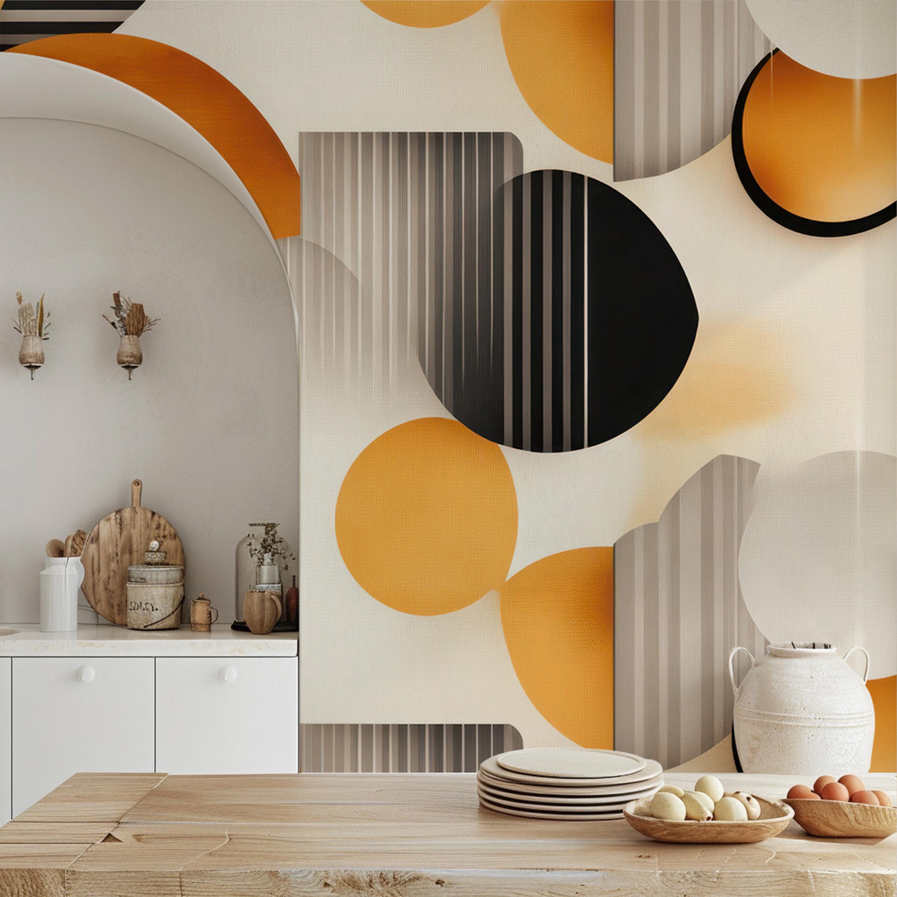 Retro Abstract Geometric Wall Mural