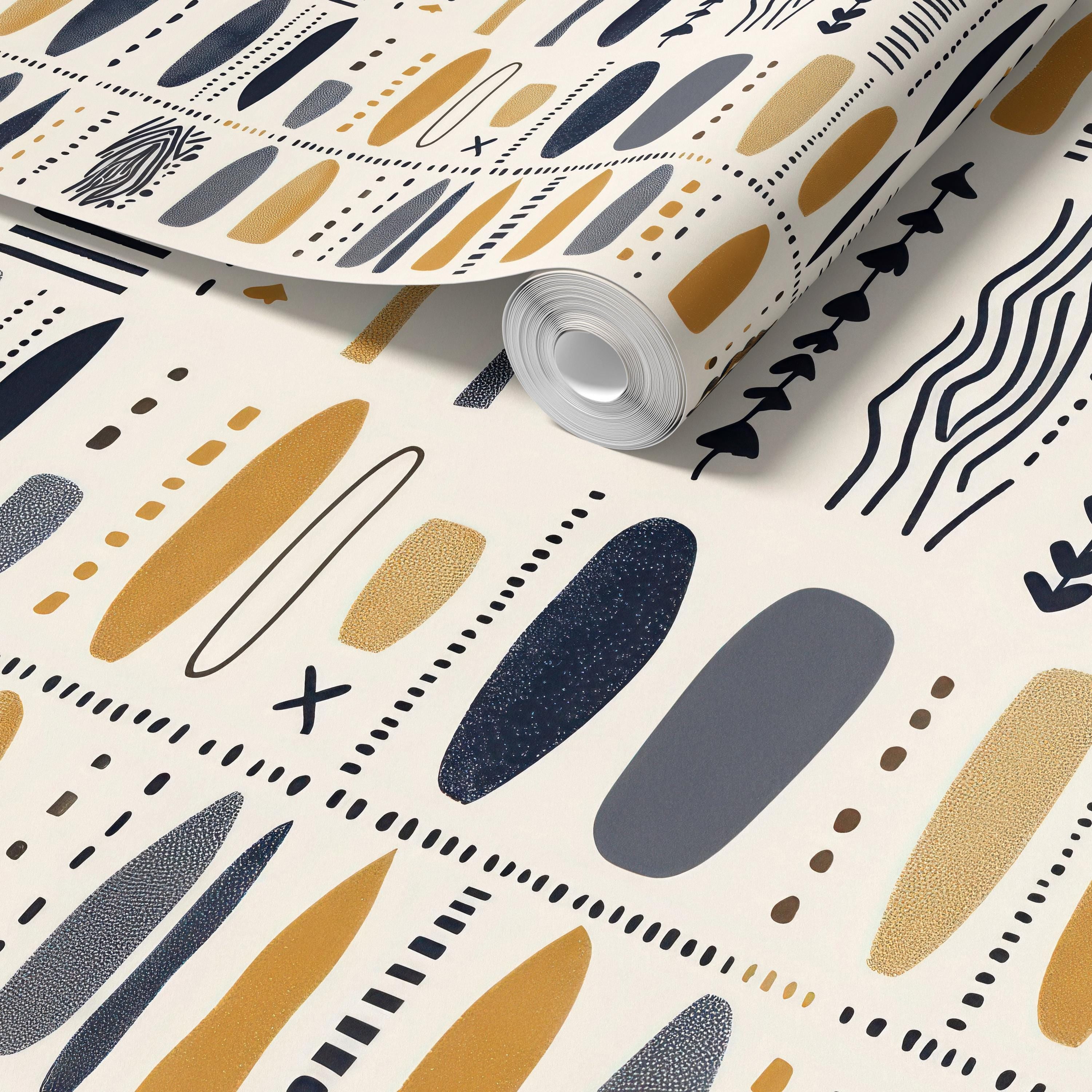 Modern Illustrative Boho Patterned Wallpaper