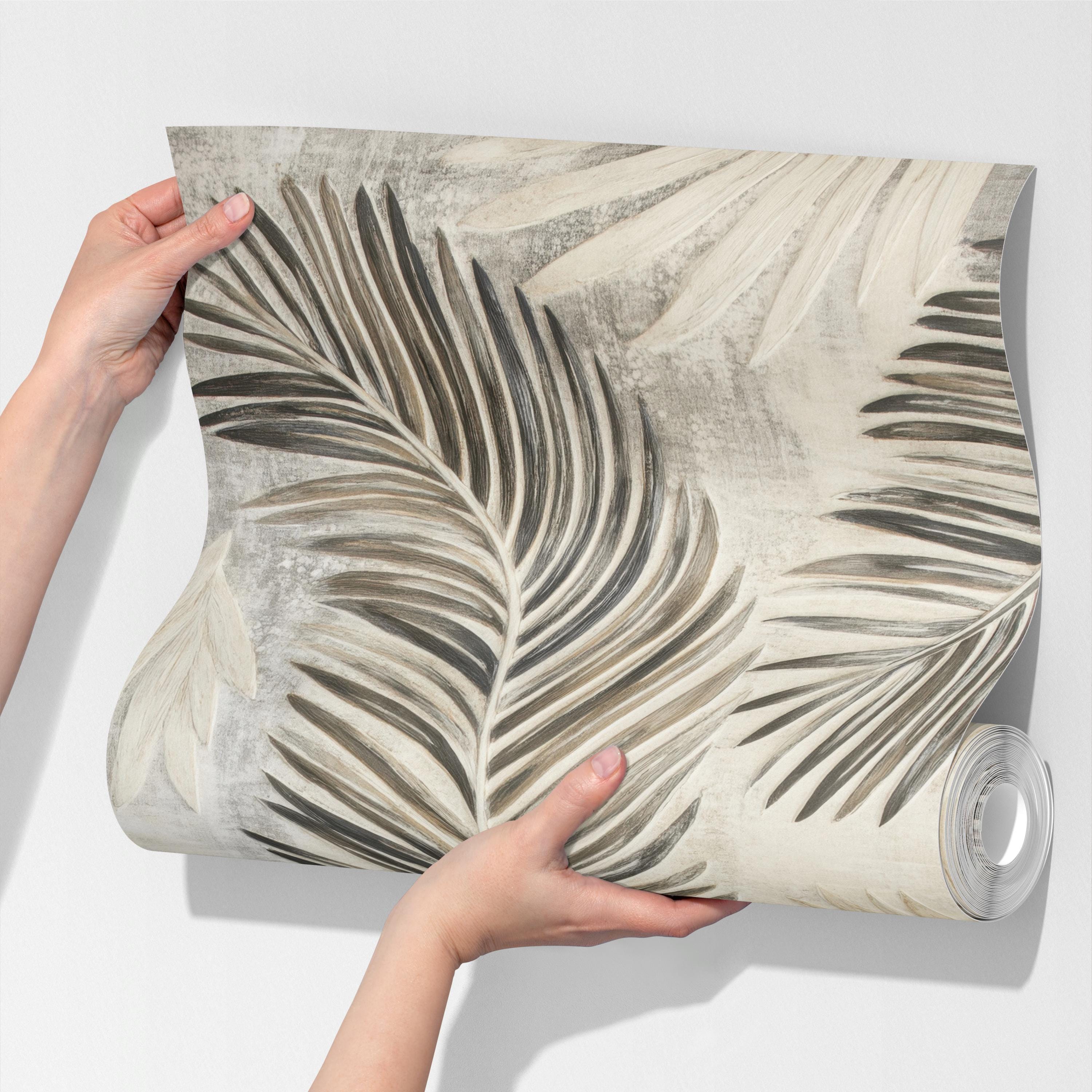 Neutral Palm Leaf Wallpaper Mural