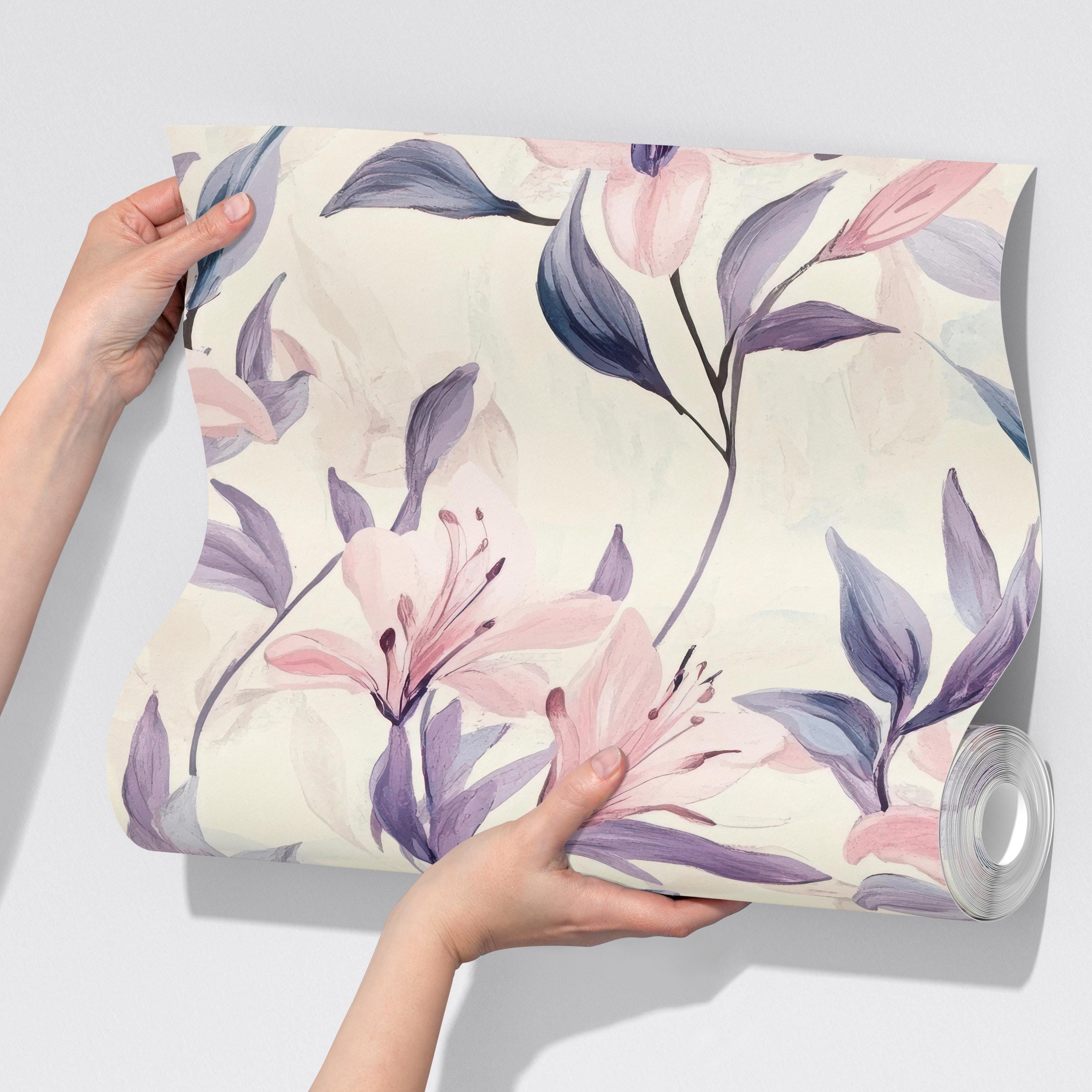 Watercolor Lily Floral Wallpaper Mural