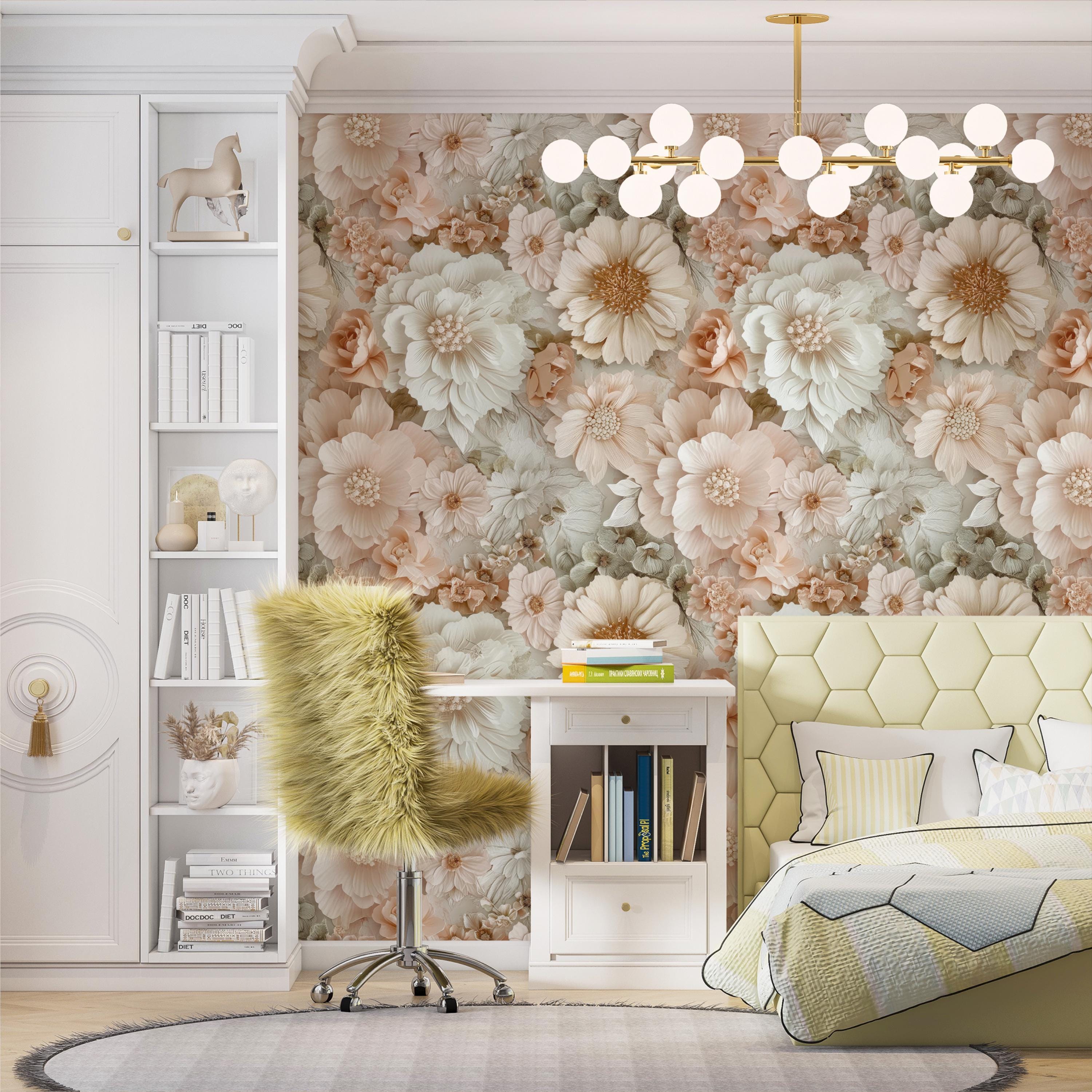 Blush Rose Floral Wallpaper Mural
