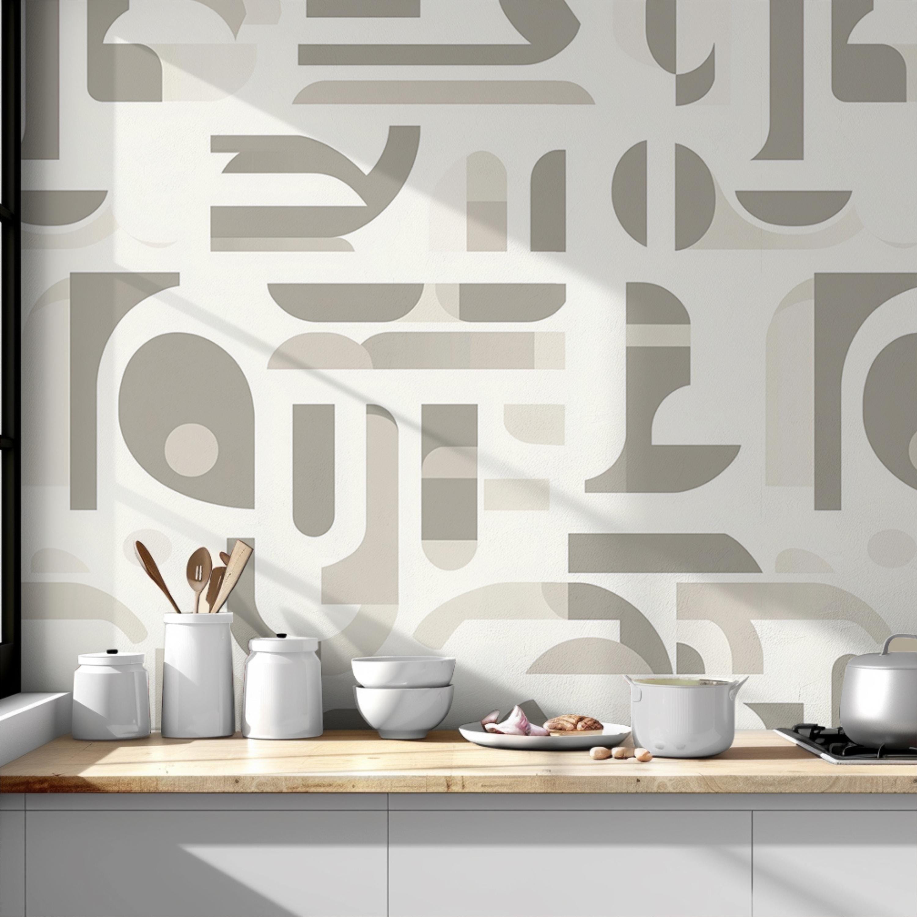 Neutral Geometric Wallpaper Mural