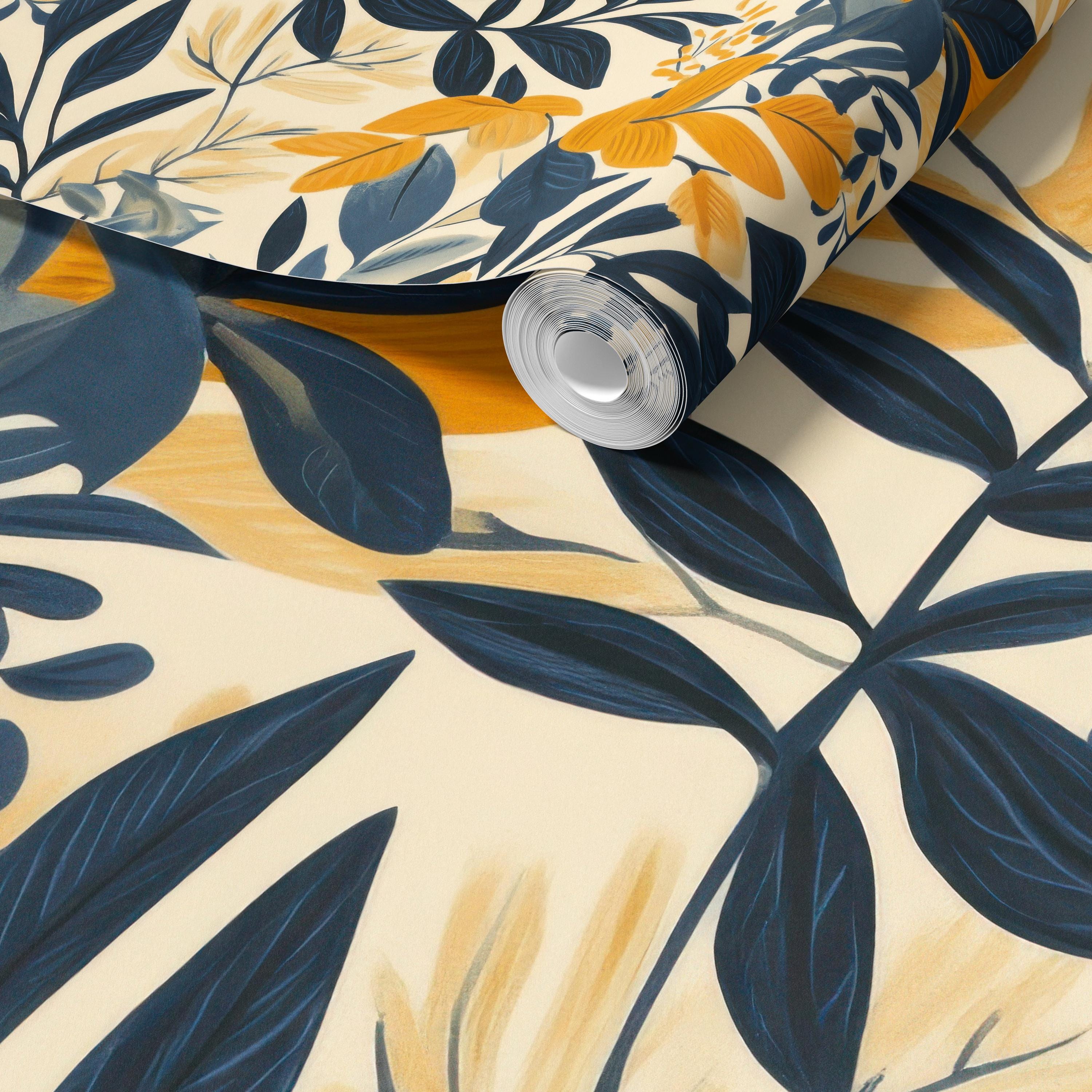 Bold Botanical Watercolor Leaves Wallpaper