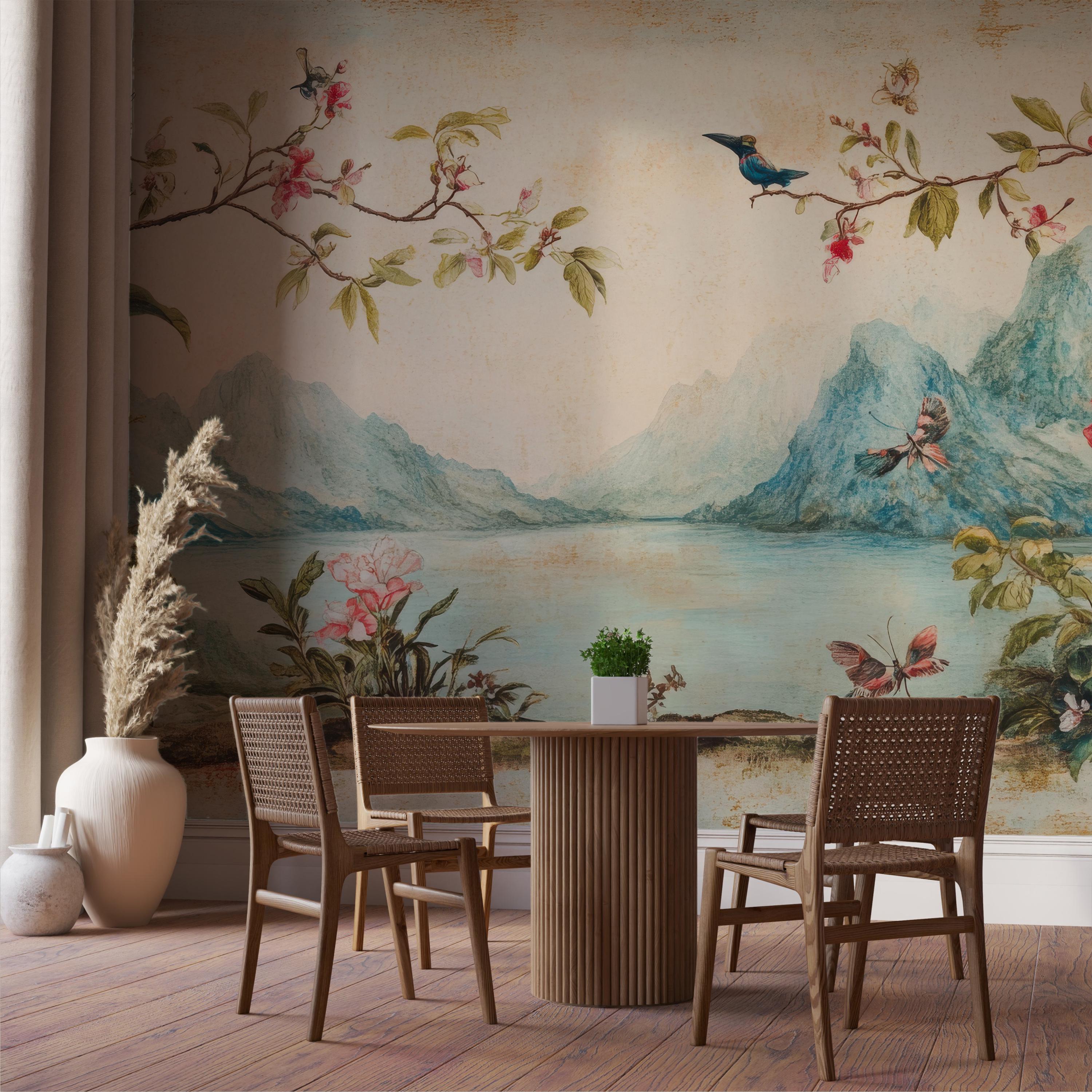 Bird and Branch Chinoiserie Wallpaper