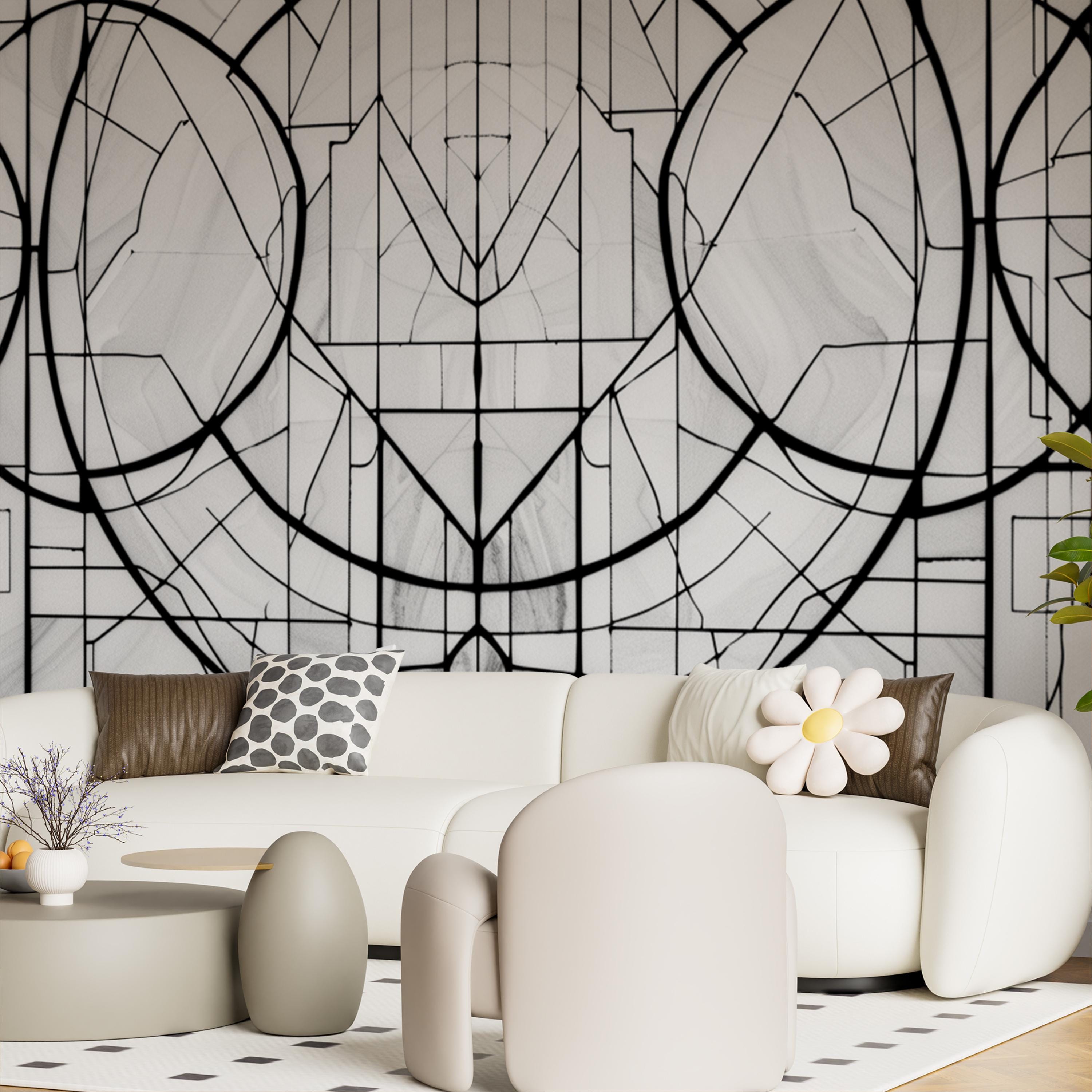 Modern Geometric Line Art Wallpaper