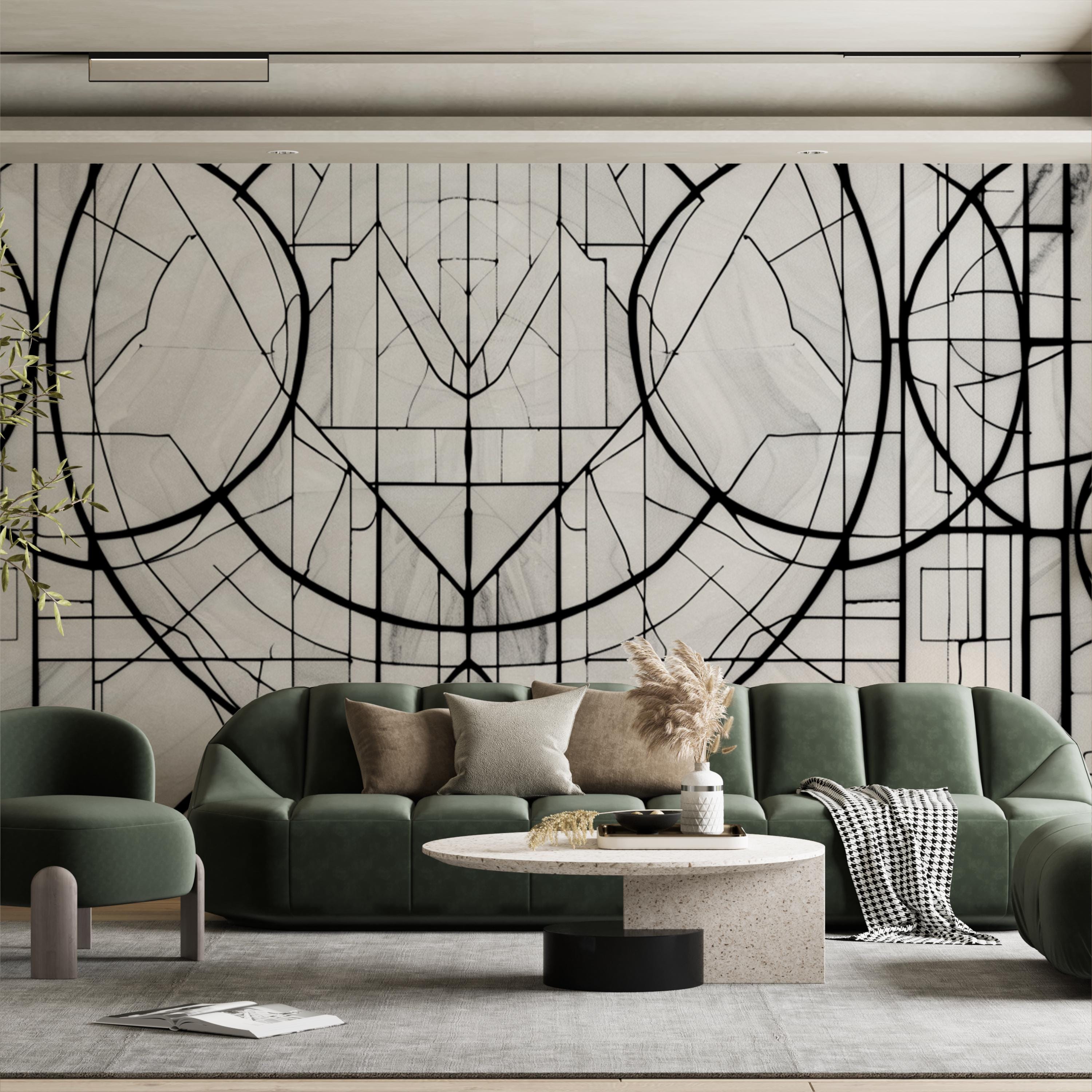 Modern Geometric Line Art Wallpaper