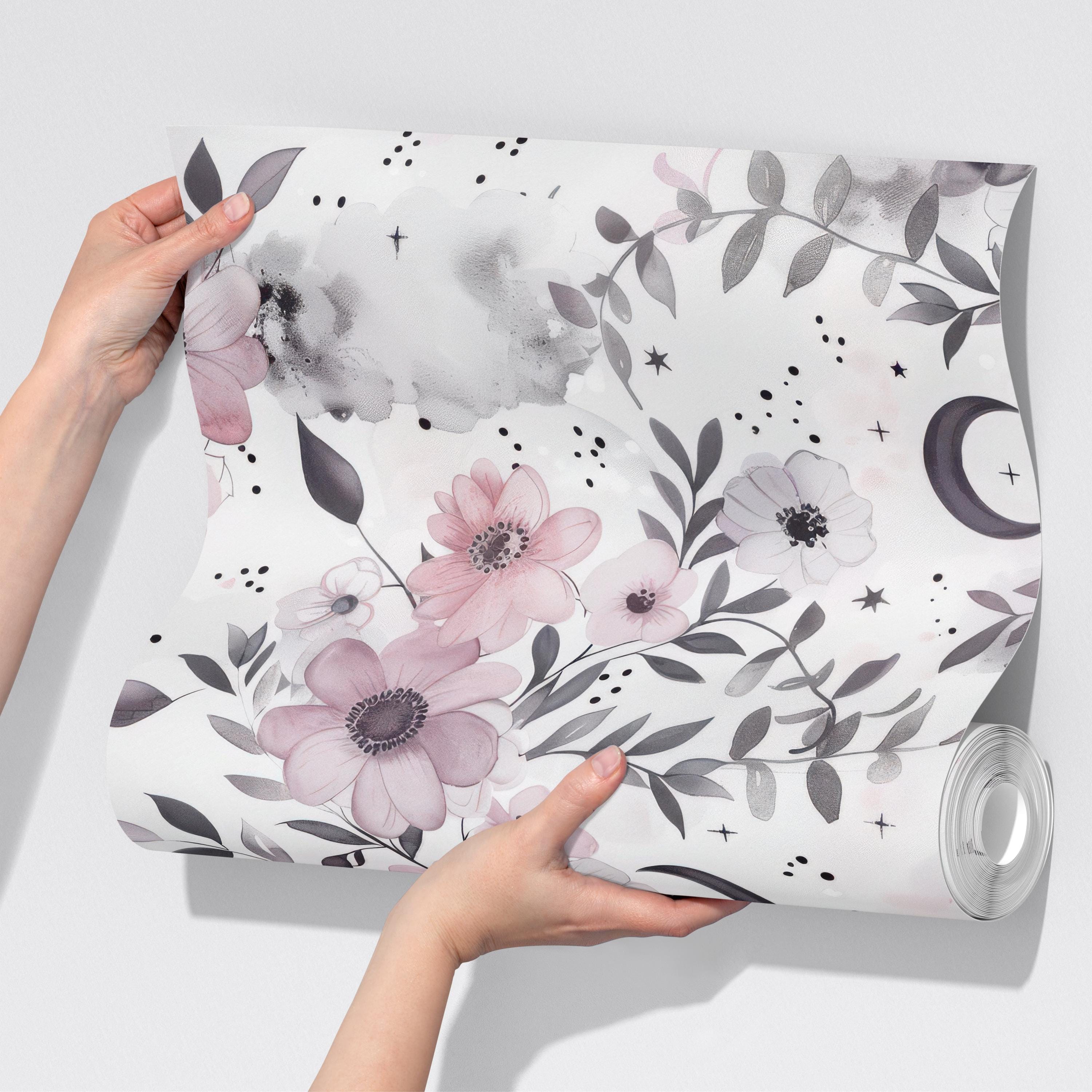 Whimsical Floral and Star Wallpaper