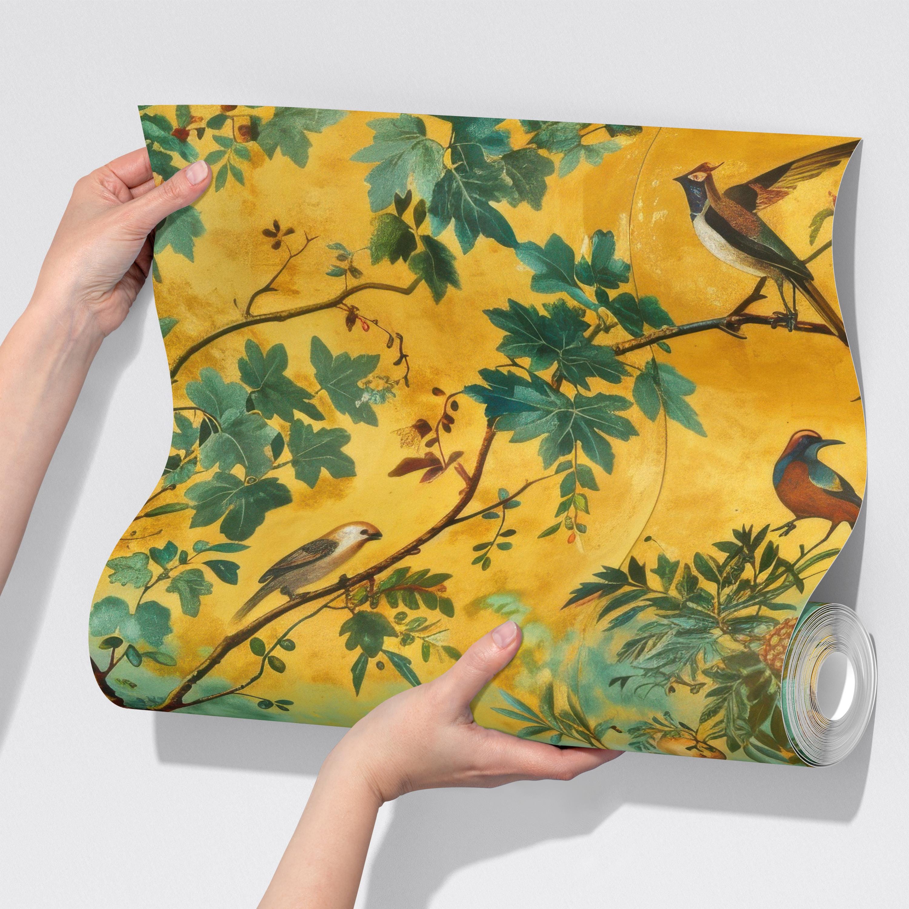 Vintage Chinoiserie Bird Wallpaper Mural
