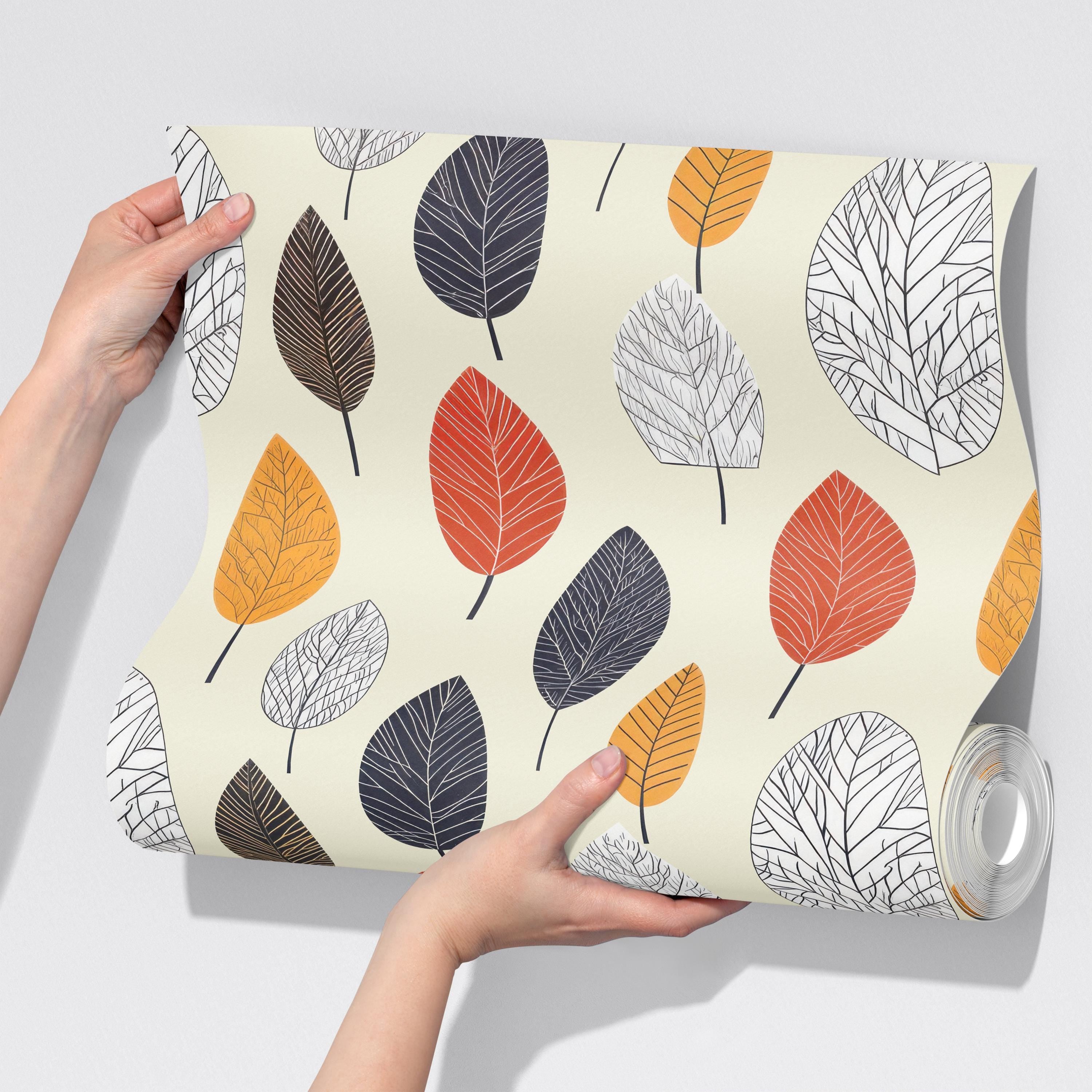 Earthy Fall Modern Leaf Wallpaper