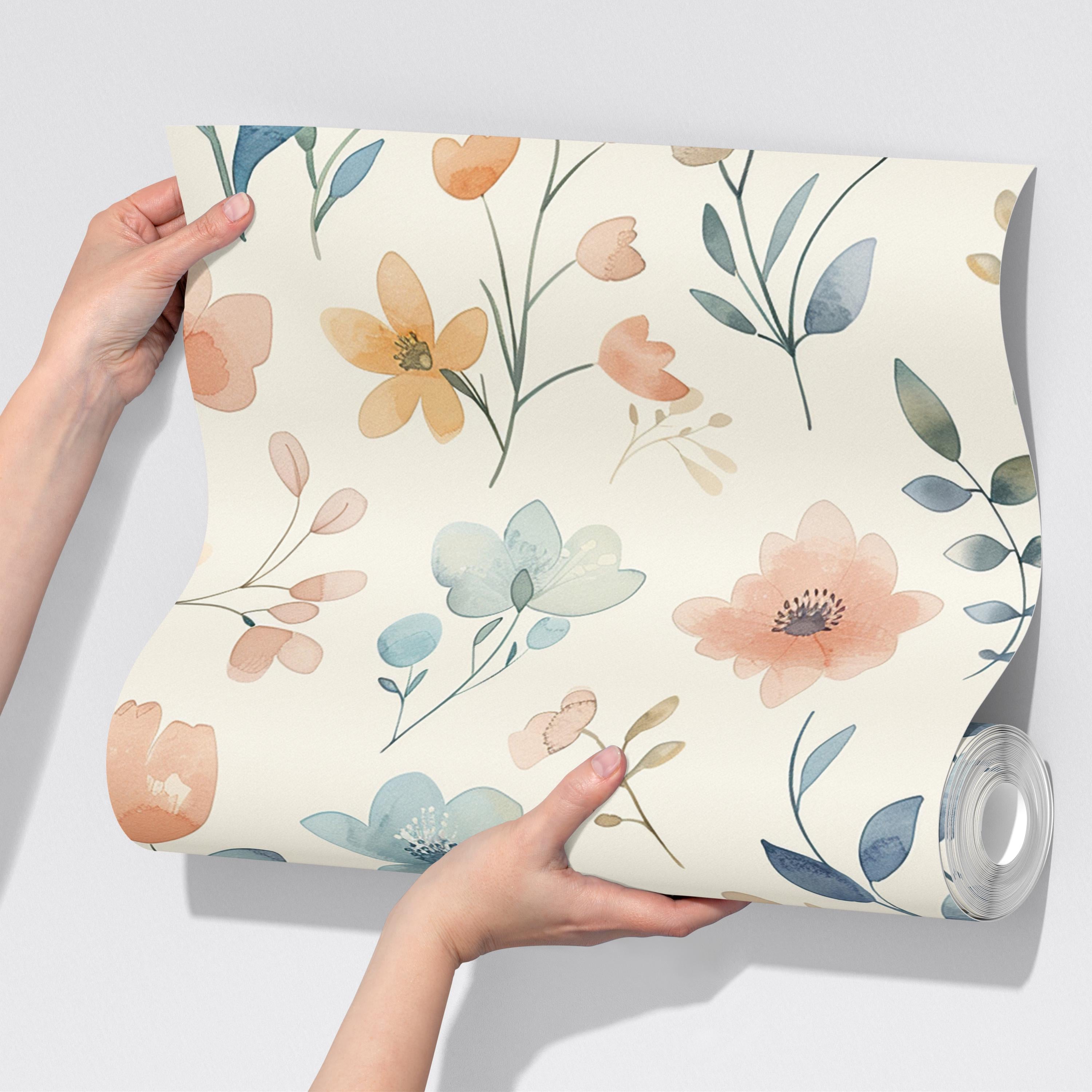 Soft Watercolor Botanical Wallpaper Mural
