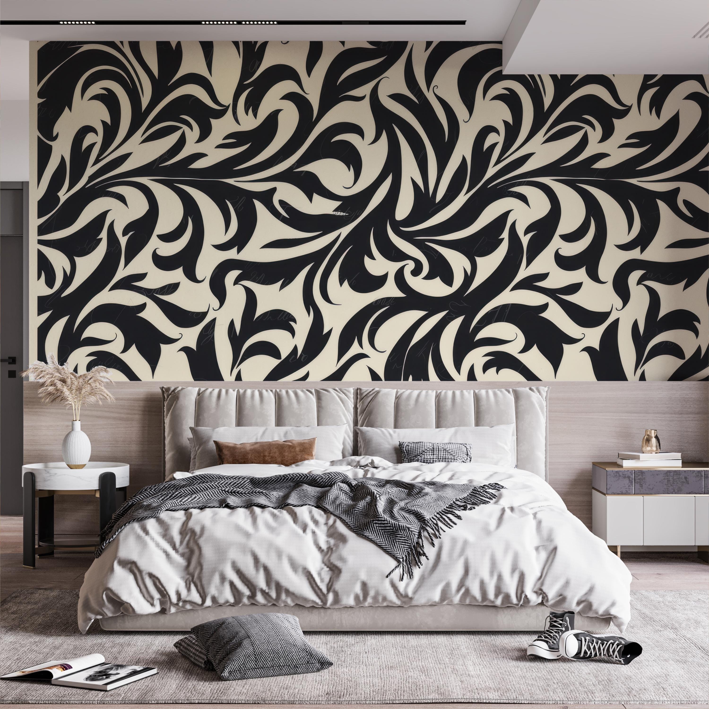 Black Abstract Luxury Swirl Wallpaper