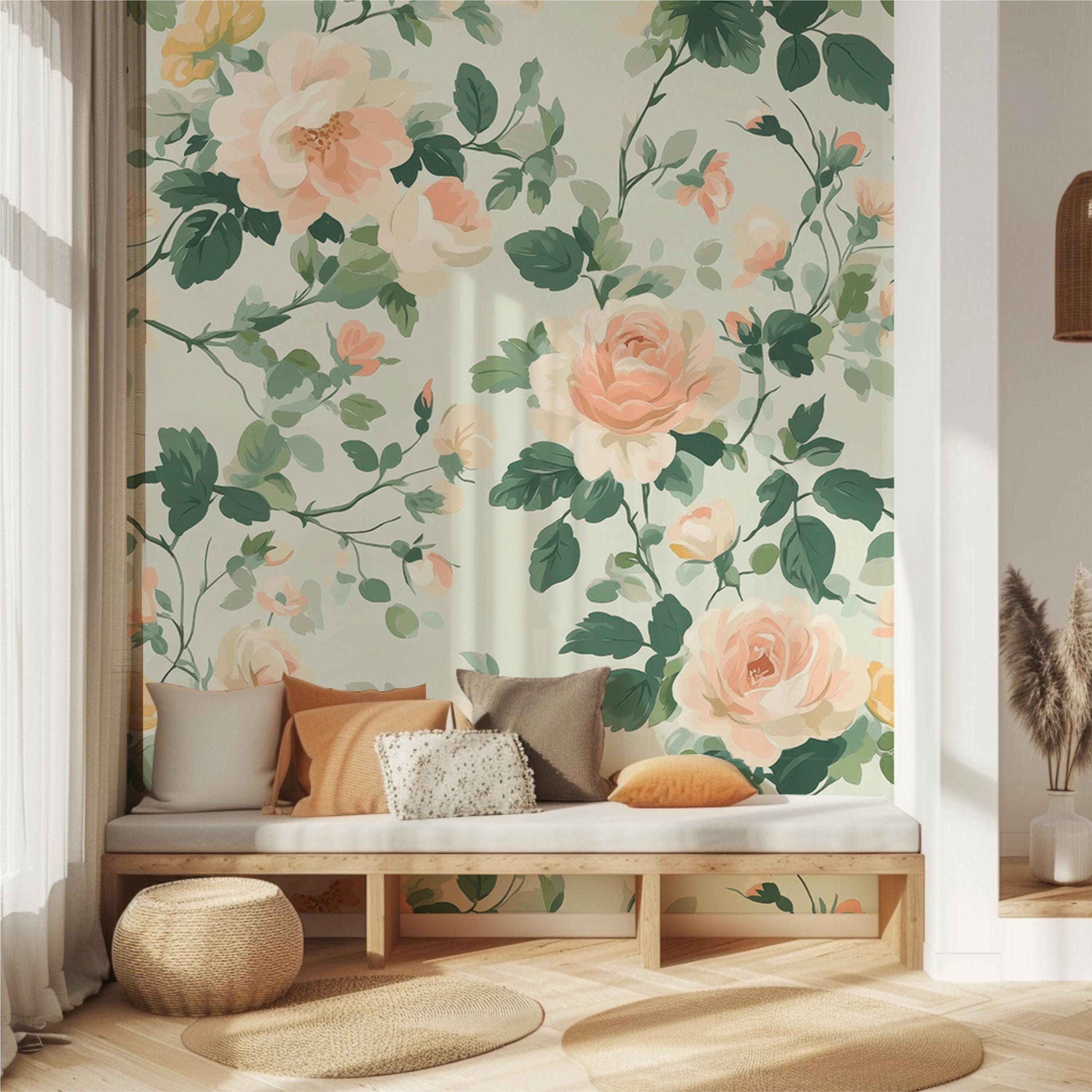 Blush Pink Rose Wallpaper Mural