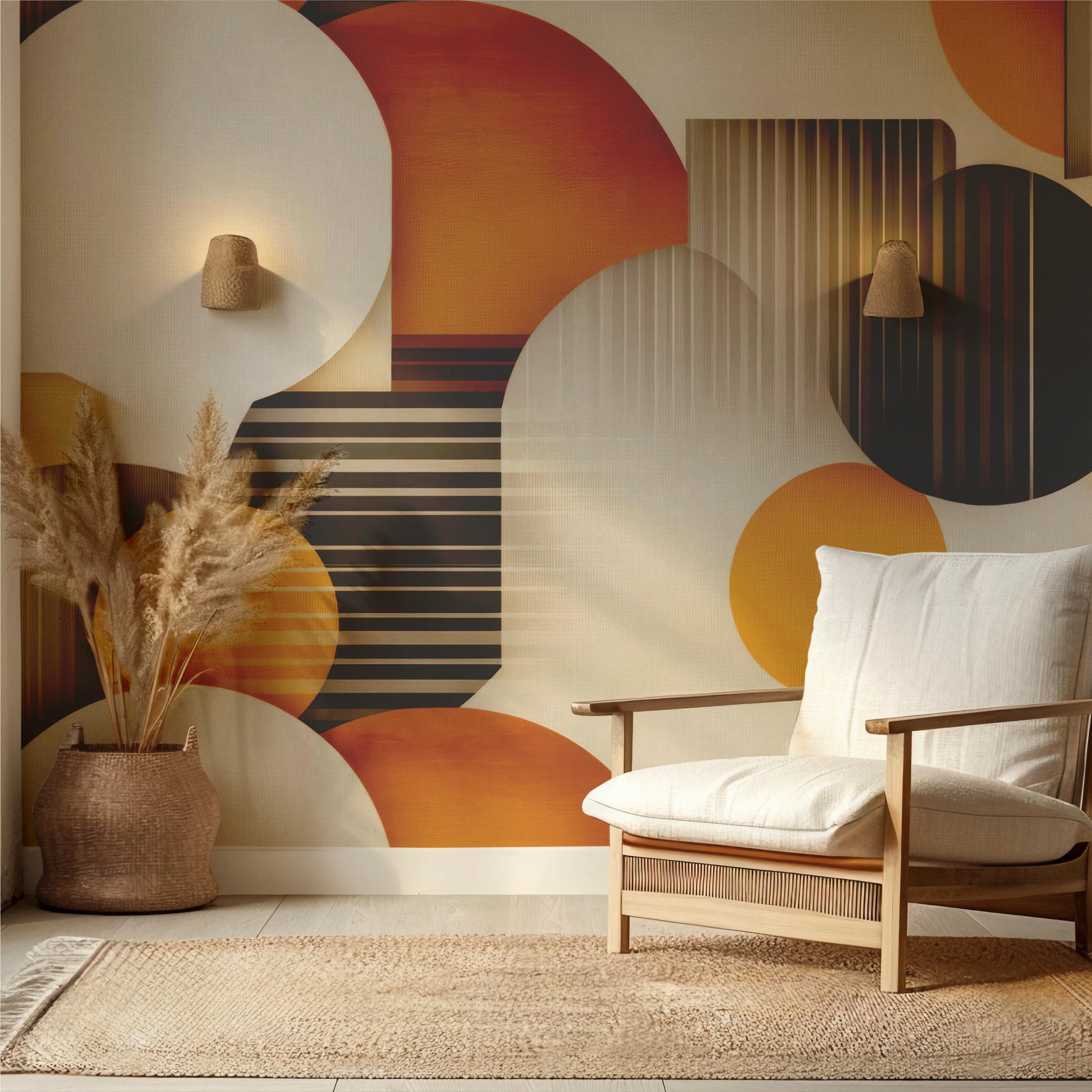 Retro Abstract Geometric Wall Mural