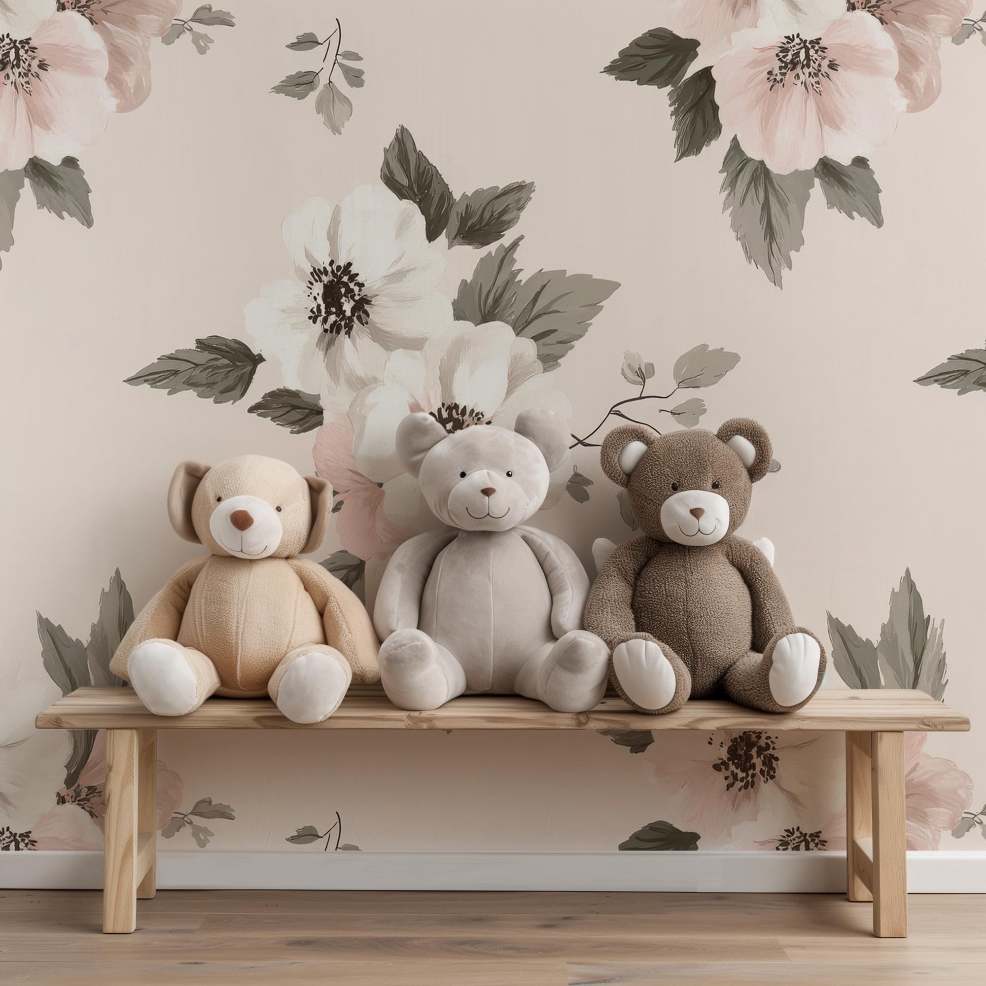 Vintage Blush Floral Wallpaper Mural