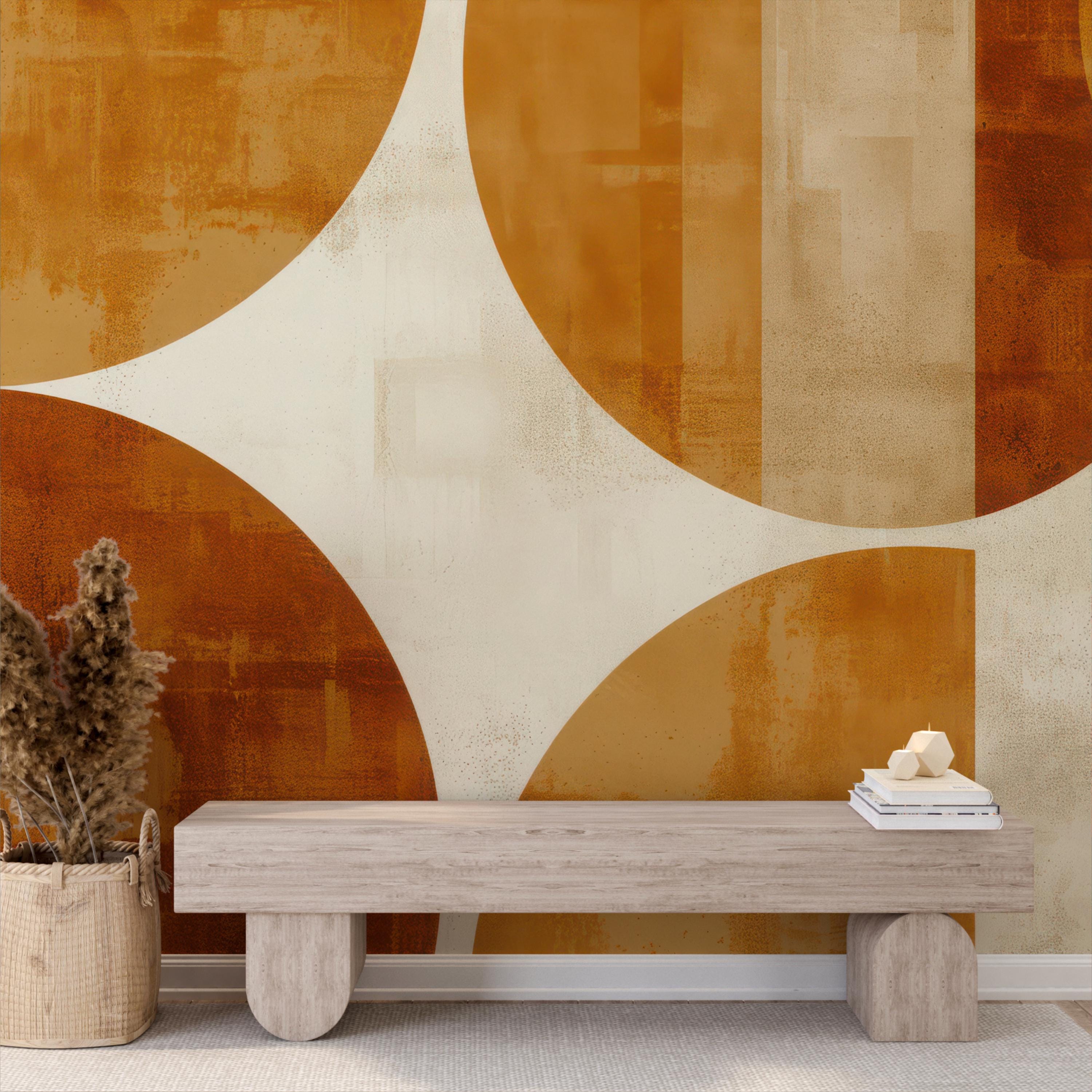 Rust Orange Mid Century Wallpaper